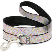 Dog Leash - Square Lines White/Fluorescent Orange/Pink/Yellow Dog Leashes Buckle-Down