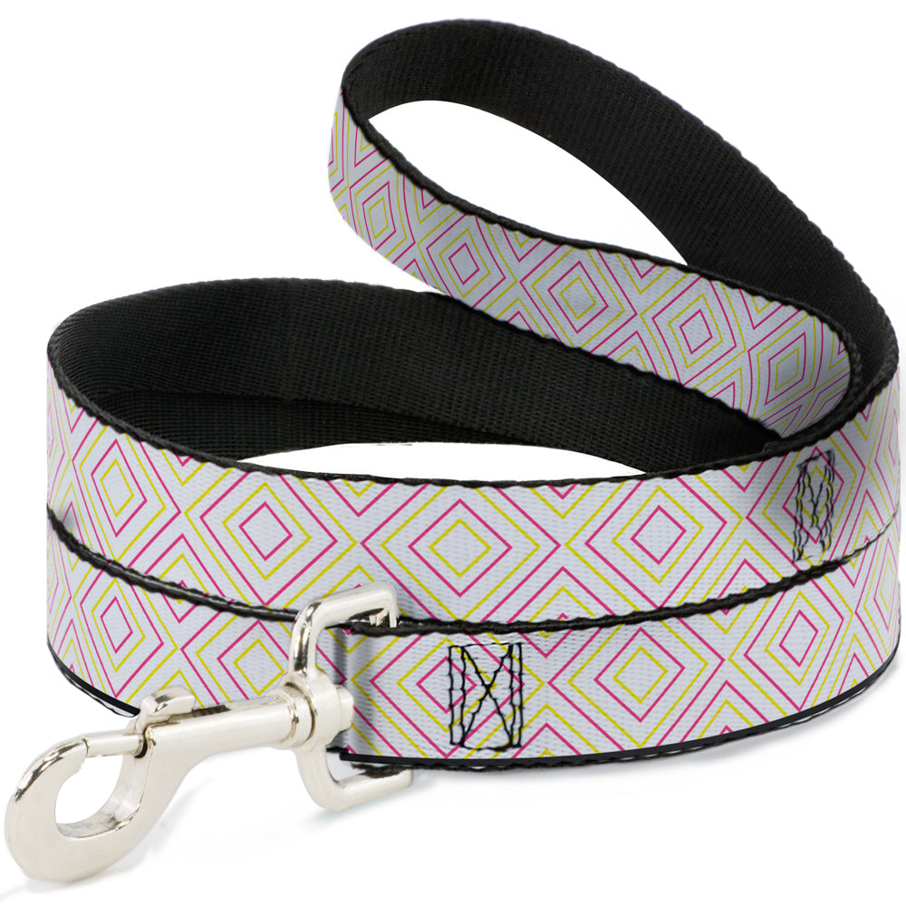Dog Leash - Square Lines White/Fluorescent Orange/Pink/Yellow Dog Leashes Buckle-Down
