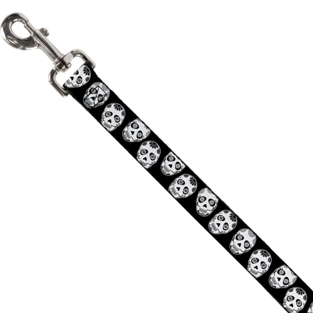 Dog Leash - Sugar Skulls Black/White/Black Dog Leashes Buckle-Down