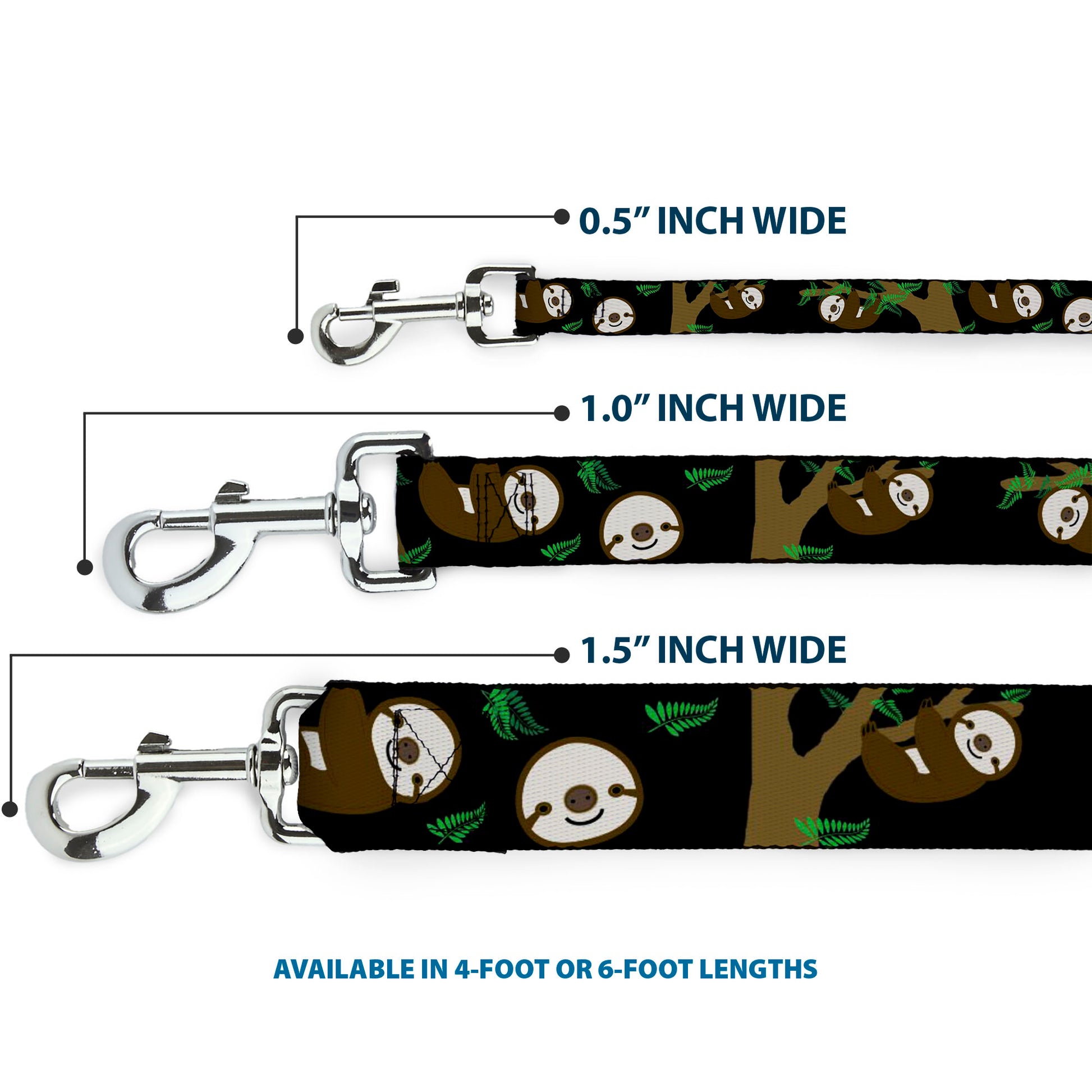 Dog Leash - Sloth Face/Hanging Black Dog Leashes Buckle-Down
