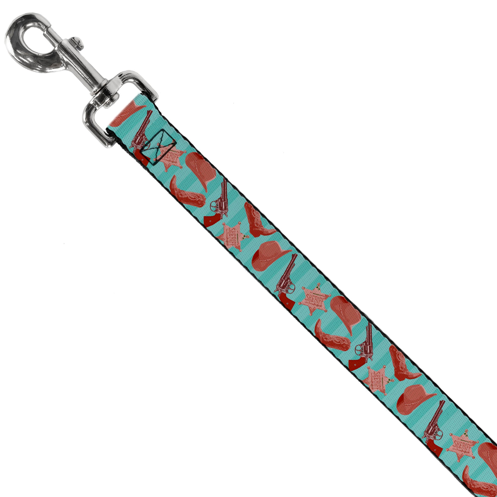 Dog Leash - Sheriff's Gear/Vertical Stripe Turquoise/Browns Dog Leashes Buckle-Down
