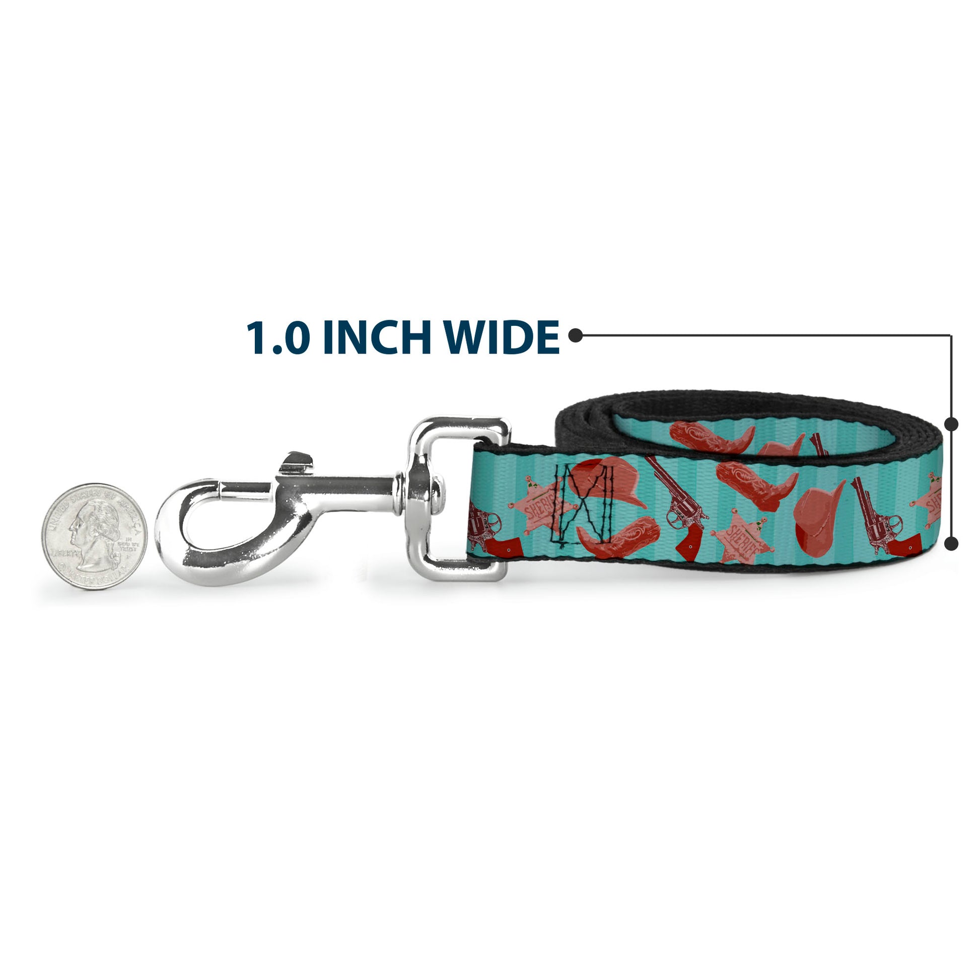Dog Leash - Sheriff's Gear/Vertical Stripe Turquoise/Browns Dog Leashes Buckle-Down