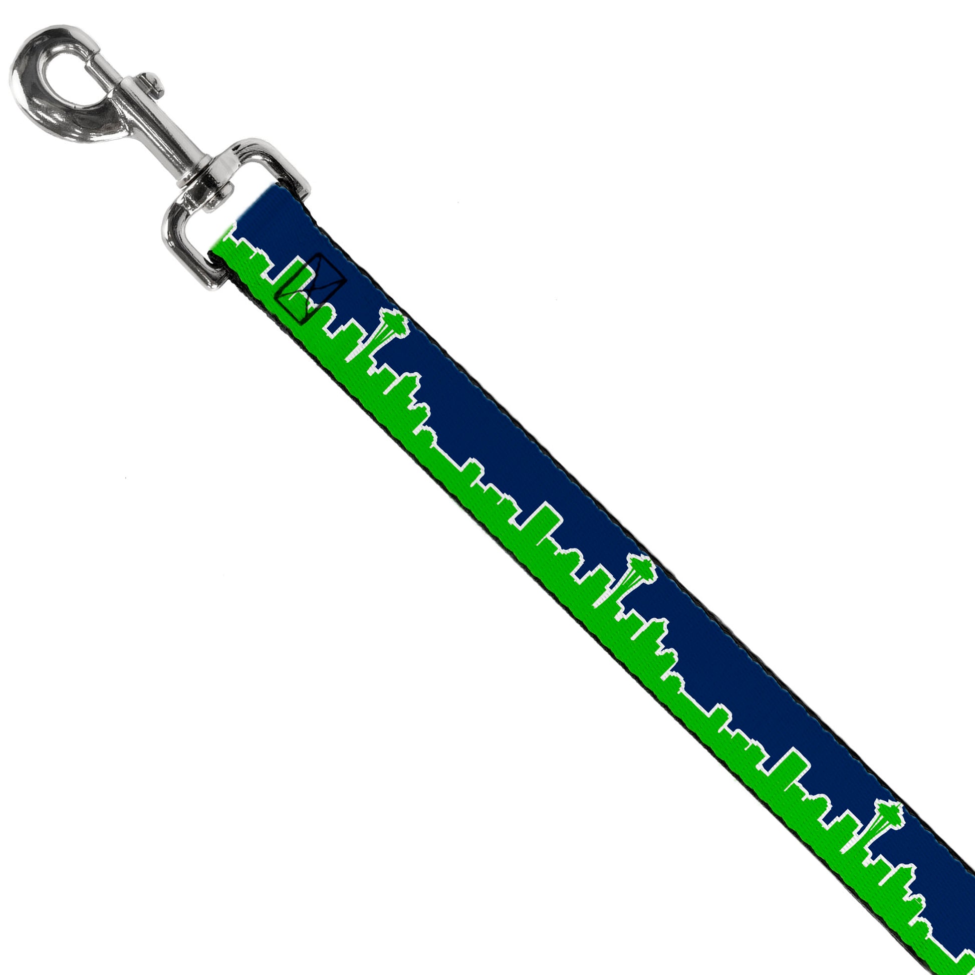 Dog Leash - Seattle Skyline Navy/Bright Green Dog Leashes Buckle-Down