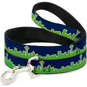 Dog Leash - Seattle Skyline Navy/Bright Green Dog Leashes Buckle-Down