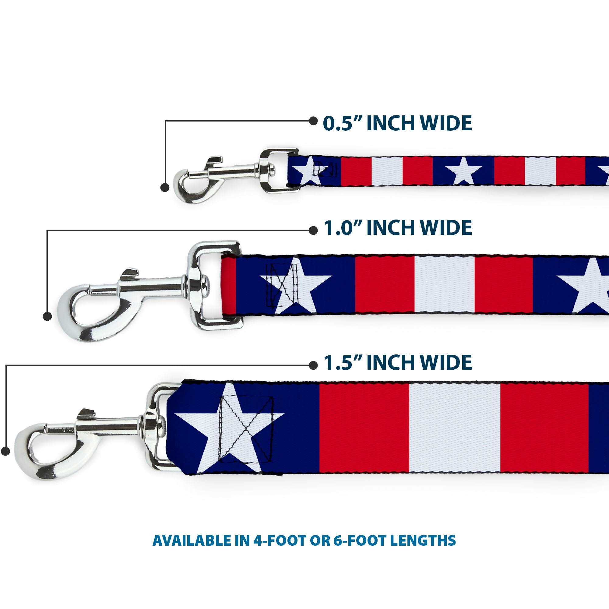 Dog Leash - Stars & Stripes Ribbon Red/Blue/White Dog Leashes Buckle-Down