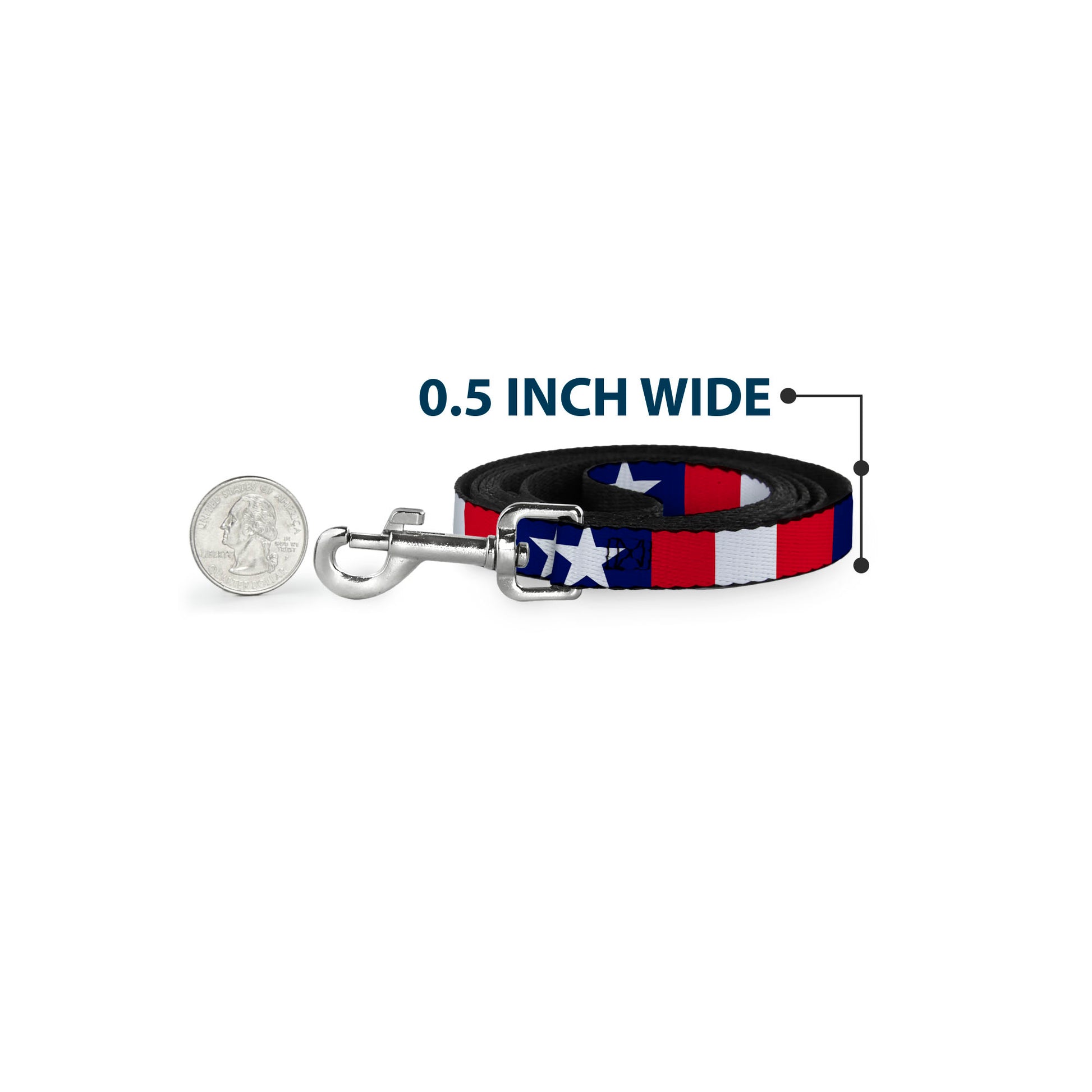 Dog Leash - Stars & Stripes Ribbon Red/Blue/White Dog Leashes Buckle-Down