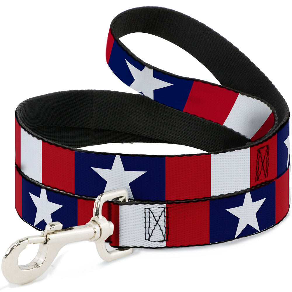 Dog Leash - Stars & Stripes Ribbon Red/Blue/White Dog Leashes Buckle-Down