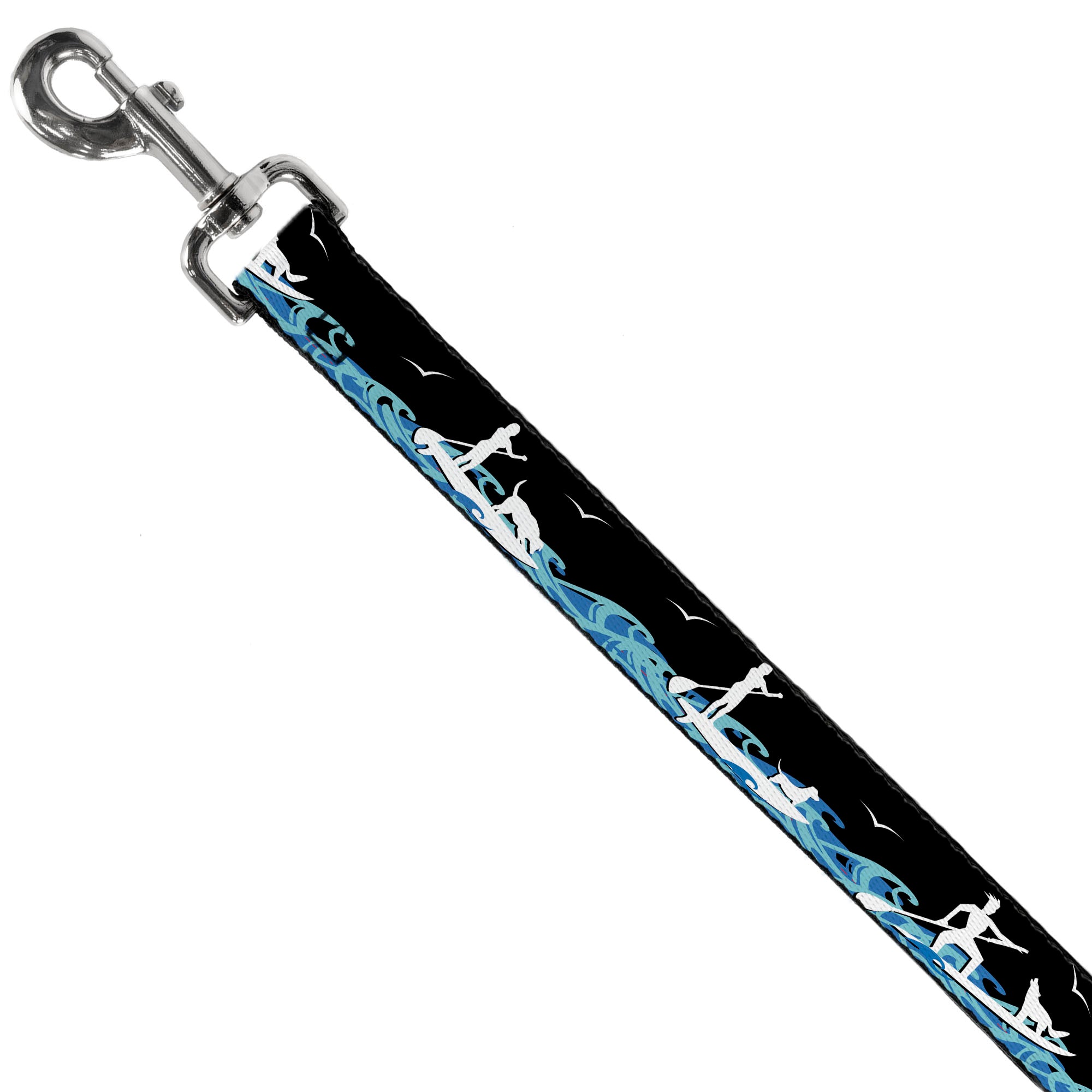 Dog Leash - SUP w/Dog Black/Blues/White Dog Leashes Buckle-Down