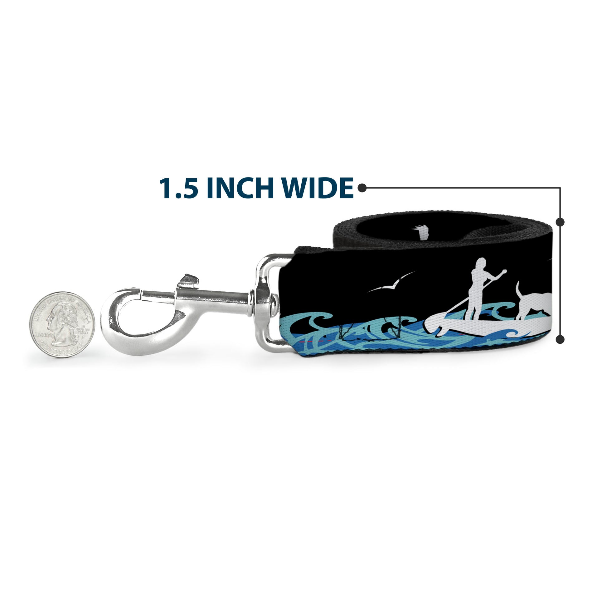 Dog Leash - SUP w/Dog Black/Blues/White Dog Leashes Buckle-Down