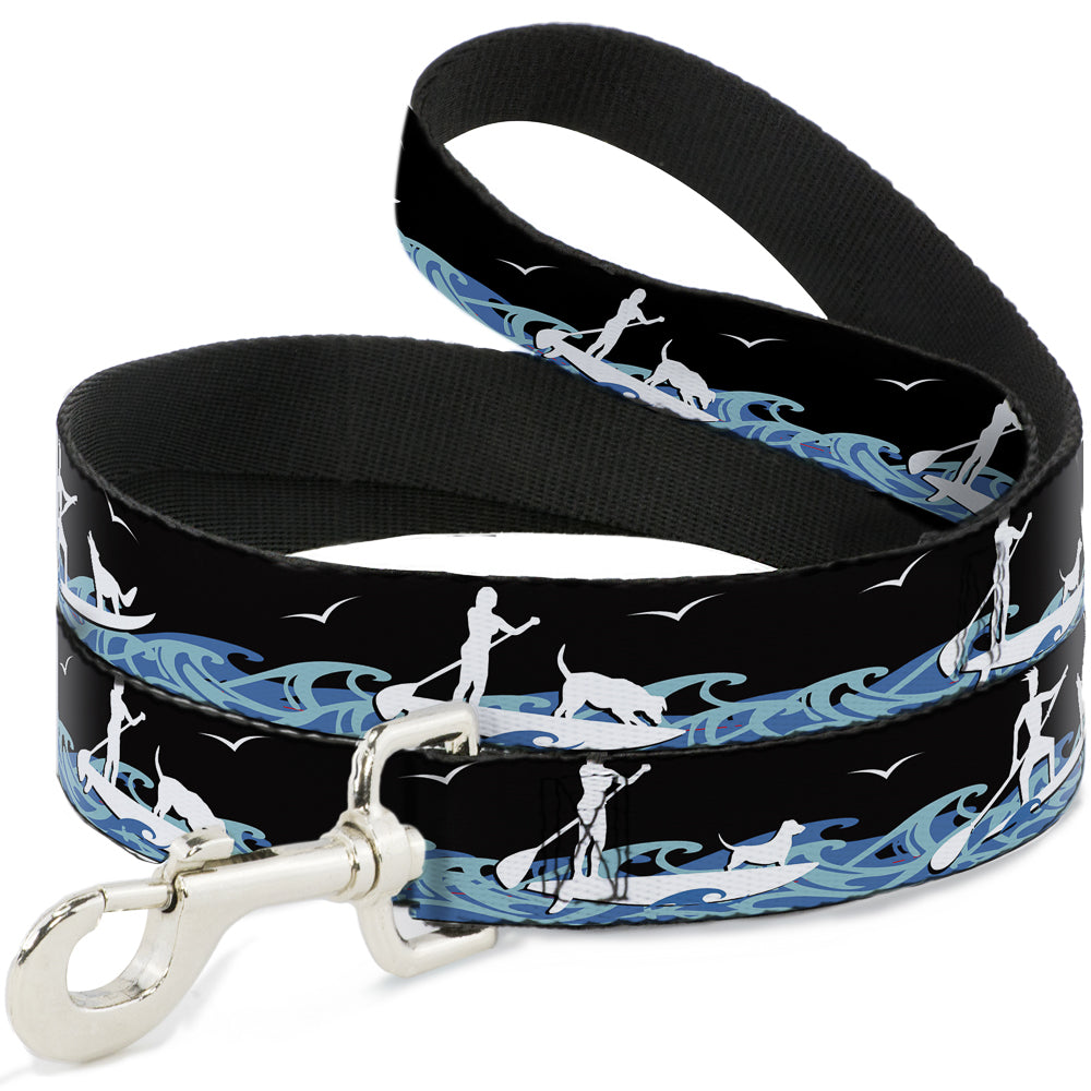 Dog Leash - SUP w/Dog Black/Blues/White Dog Leashes Buckle-Down