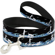 Dog Leash - SUP w/Dog Black/Blues/White Dog Leashes Buckle-Down