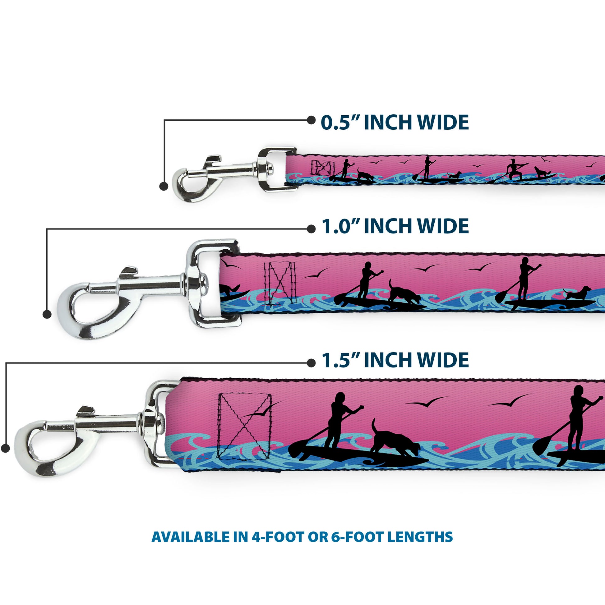 Dog Leash - SUP w/Dog Pink/Blues/Black Dog Leashes Buckle-Down