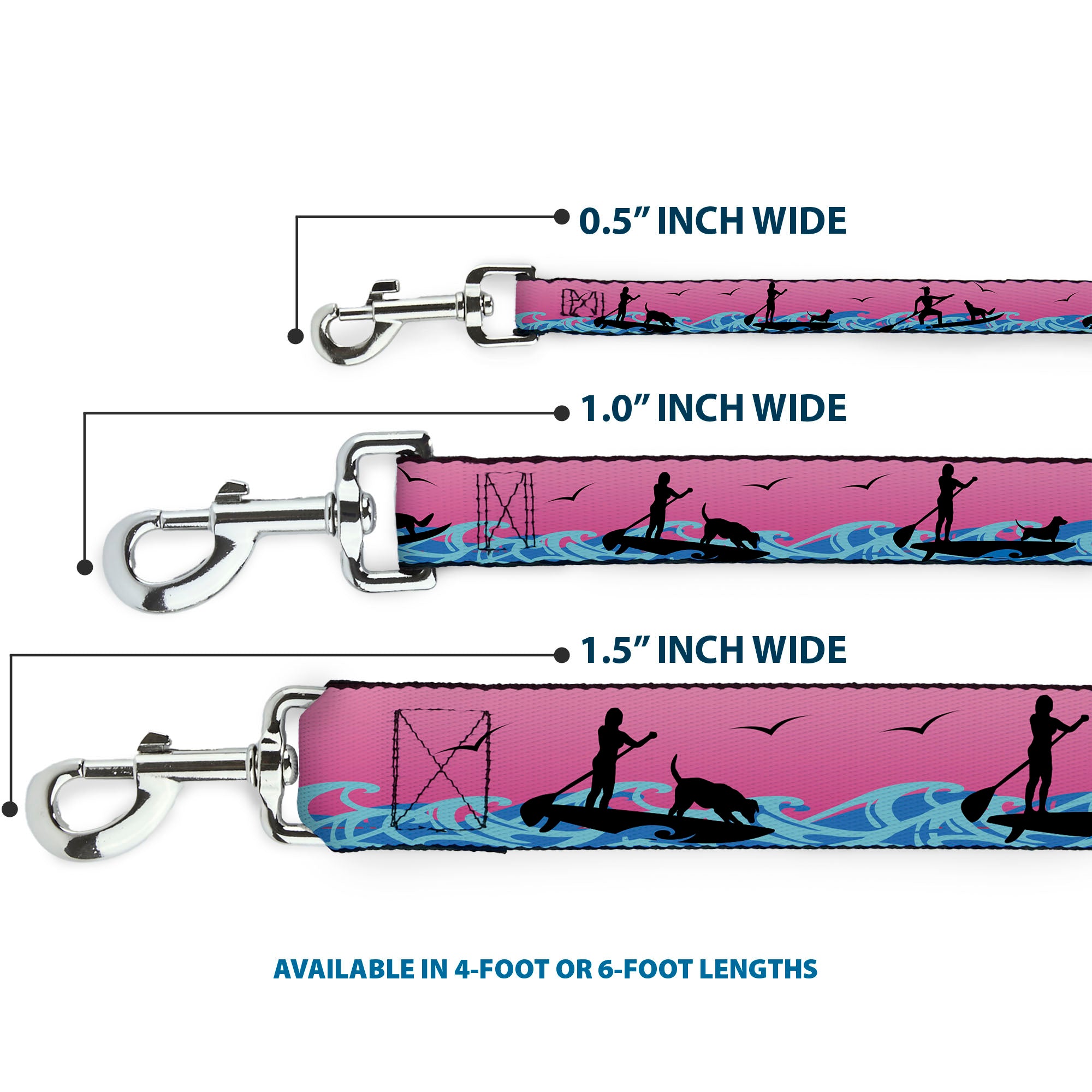 Dog Leash - SUP w/Dog Pink/Blues/Black Dog Leashes Buckle-Down