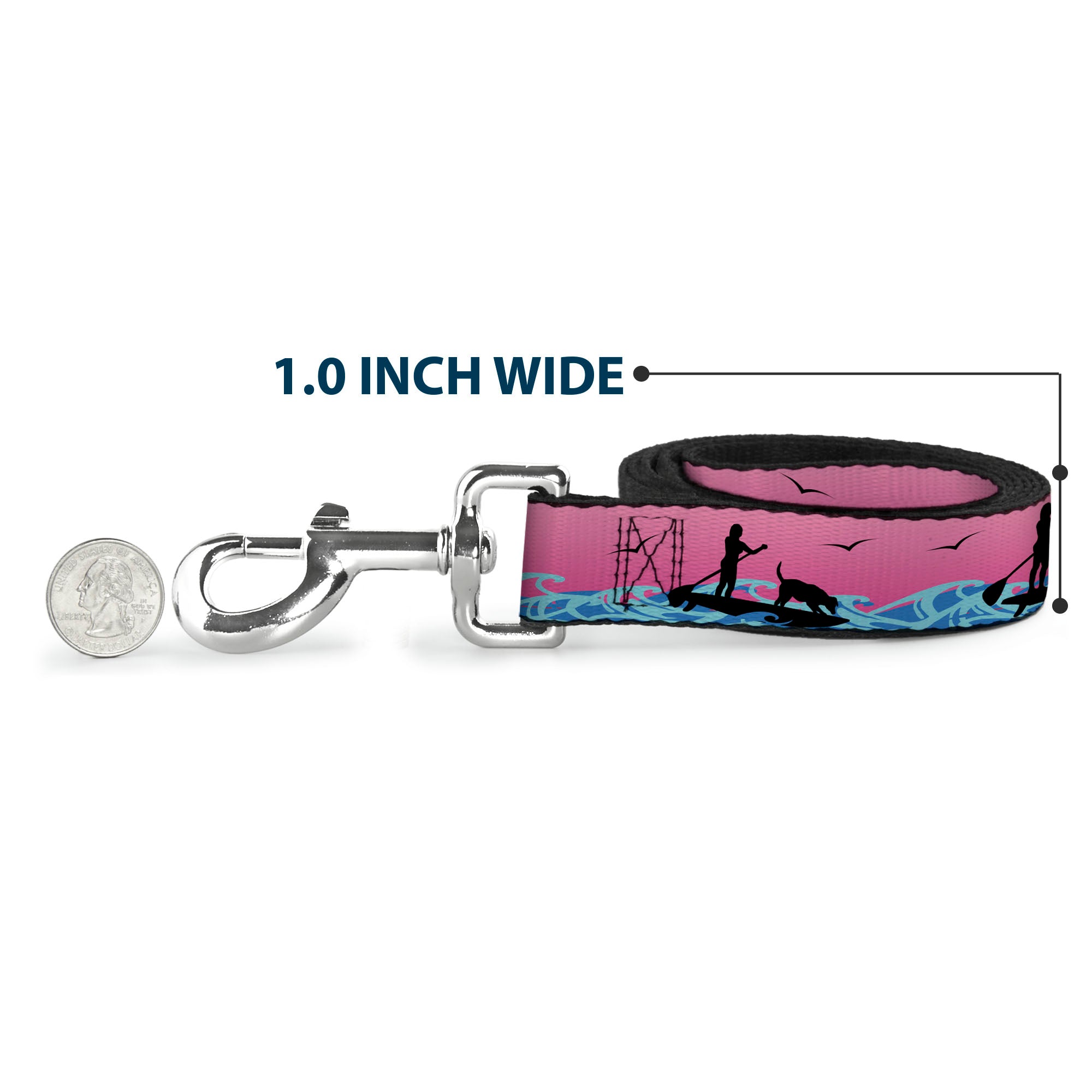 Dog Leash - SUP w/Dog Pink/Blues/Black Dog Leashes Buckle-Down