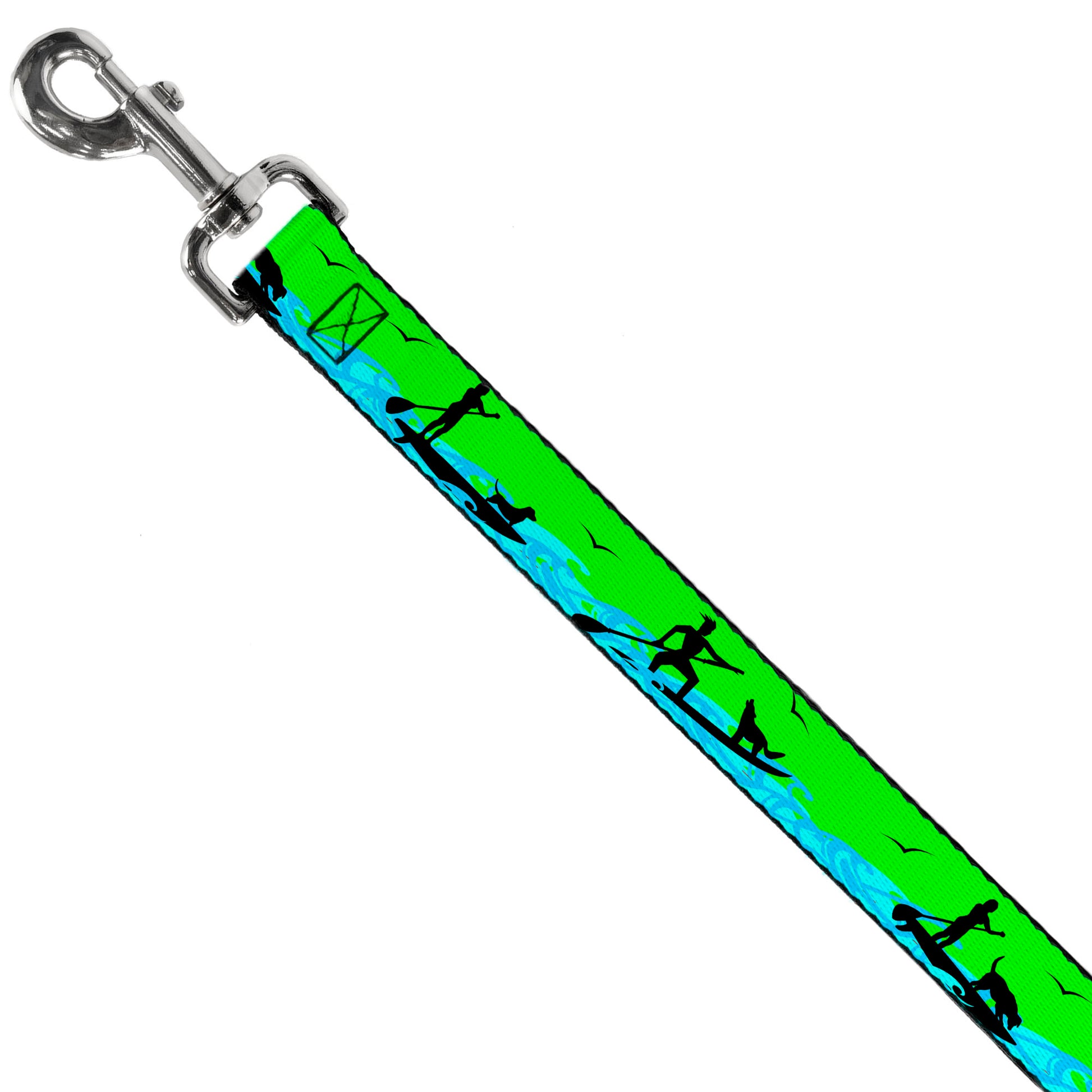 Dog Leash - SUP w/Dog Neon Green/Blues/Black Dog Leashes Buckle-Down