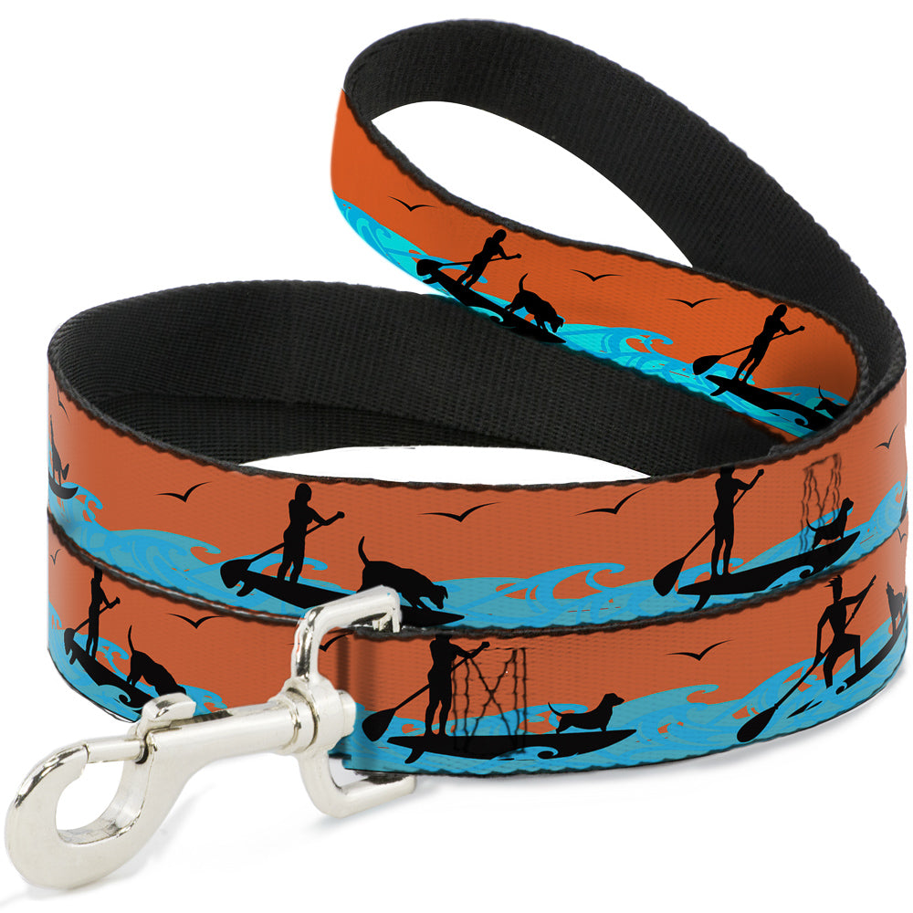 Dog Leash - SUP w/Dog Neon Orange/Blues/Black Dog Leashes Buckle-Down