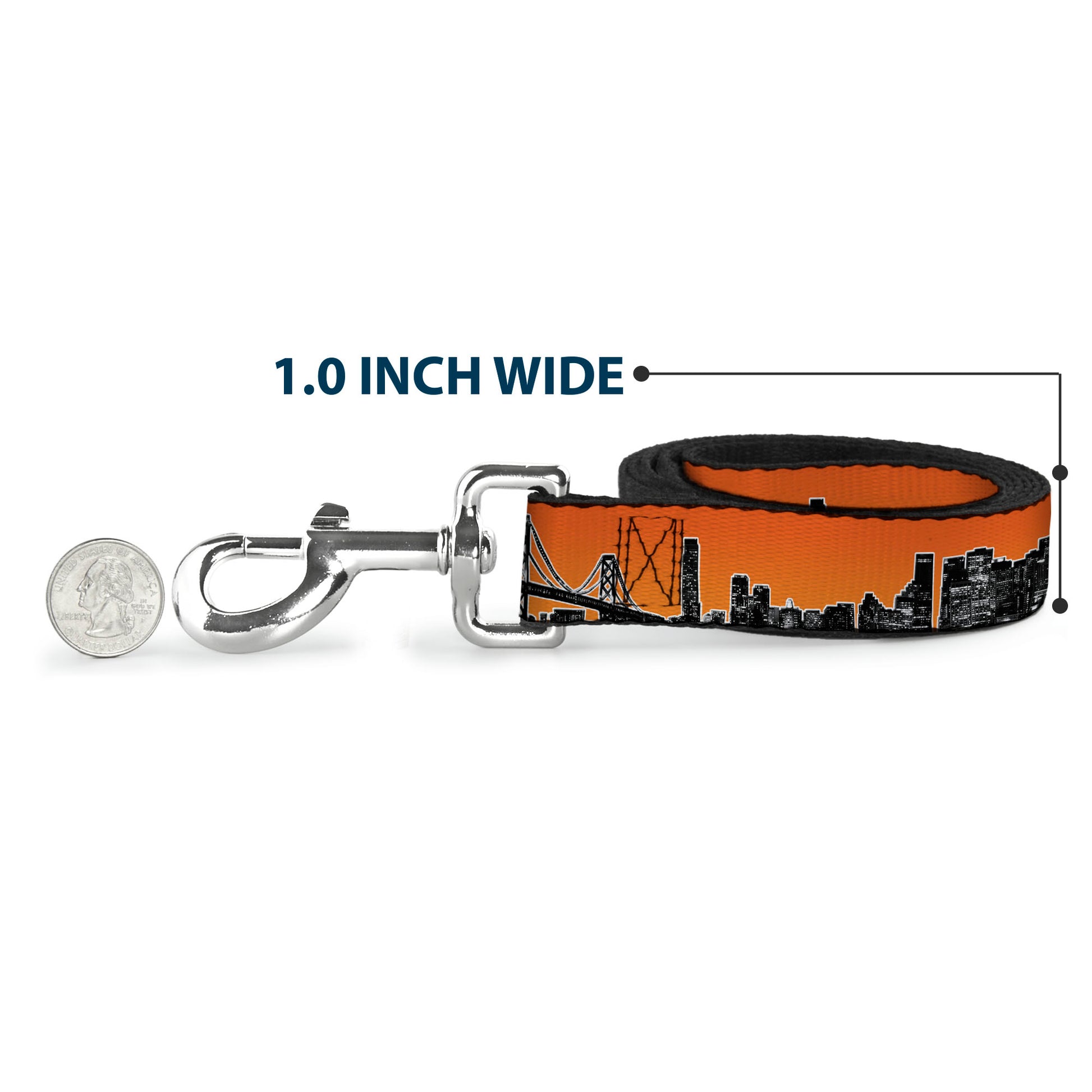 Dog Leash - San Francisco Vivid Skyline Orange Fade/Black Dog Leashes Buckle-Down