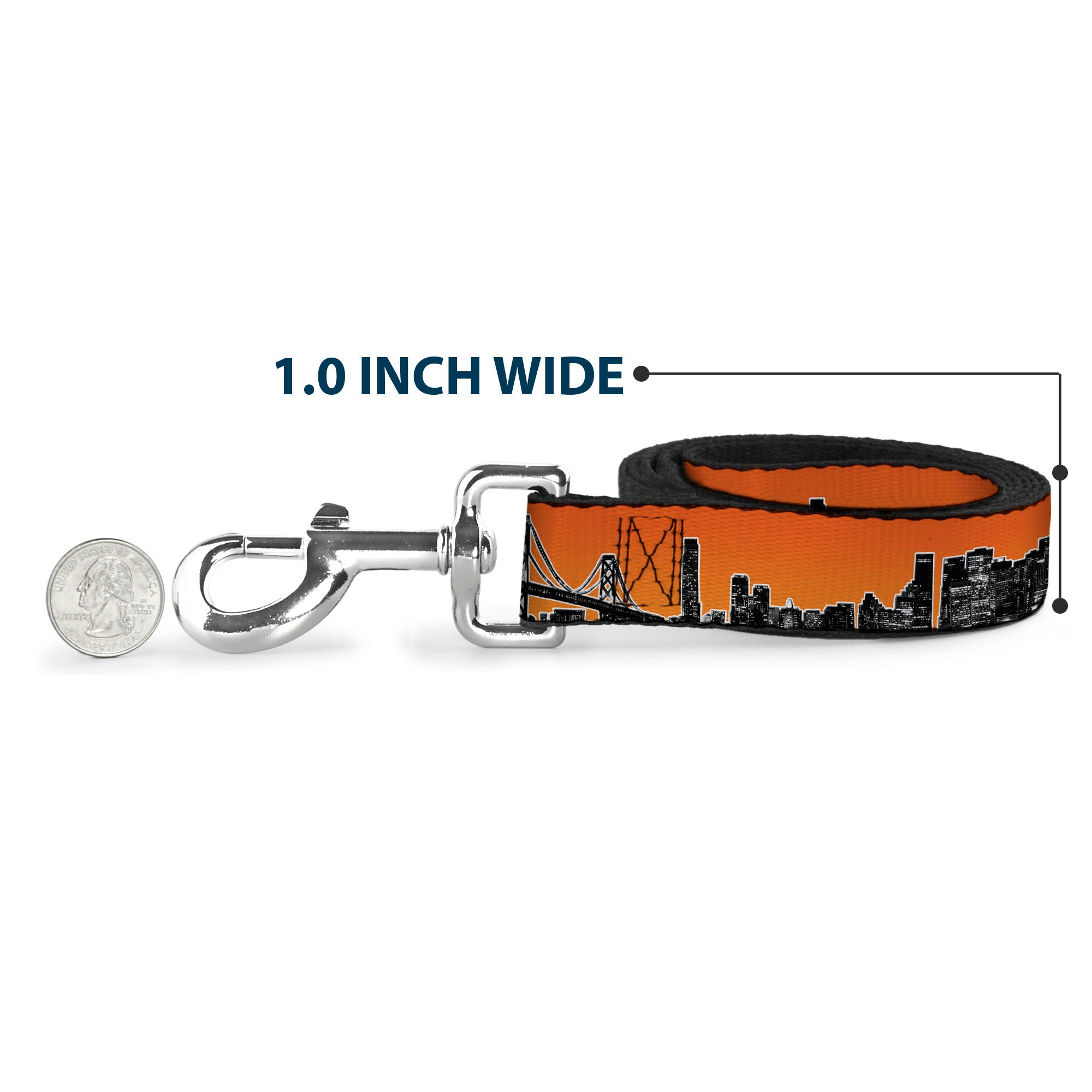 Dog Leash - San Francisco Vivid Skyline Orange Fade/Black Dog Leashes Buckle-Down