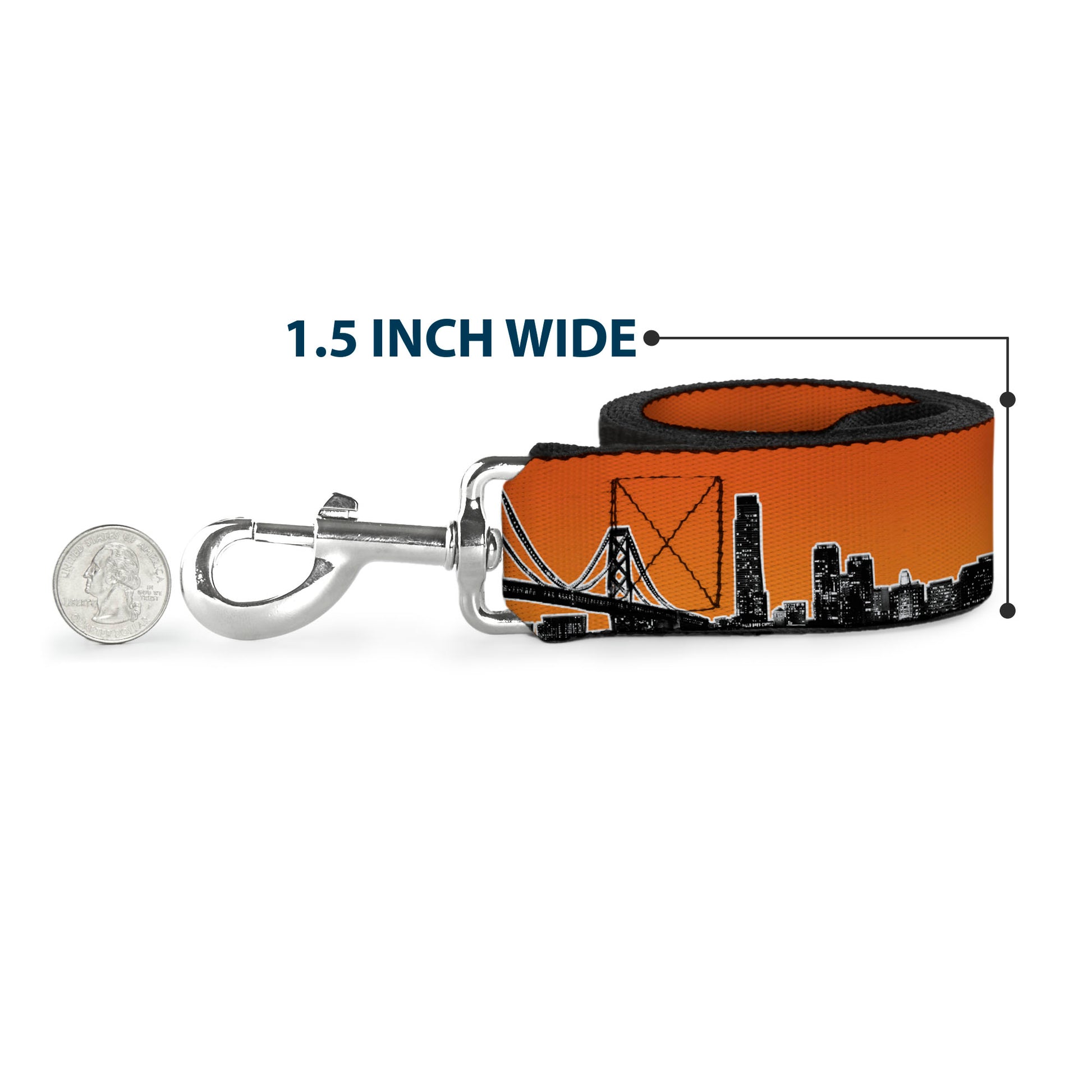 Dog Leash - San Francisco Vivid Skyline Orange Fade/Black Dog Leashes Buckle-Down