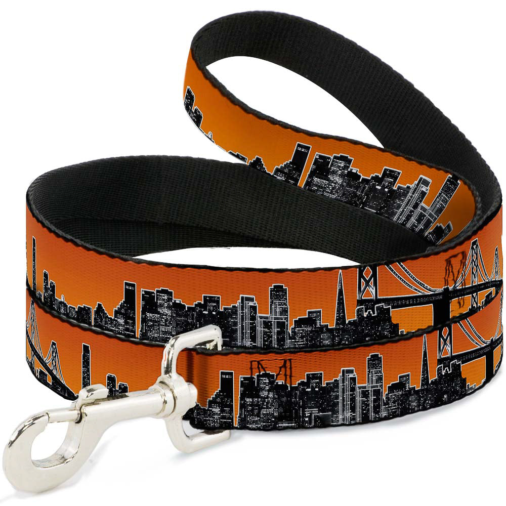Dog Leash - San Francisco Vivid Skyline Orange Fade/Black Dog Leashes Buckle-Down