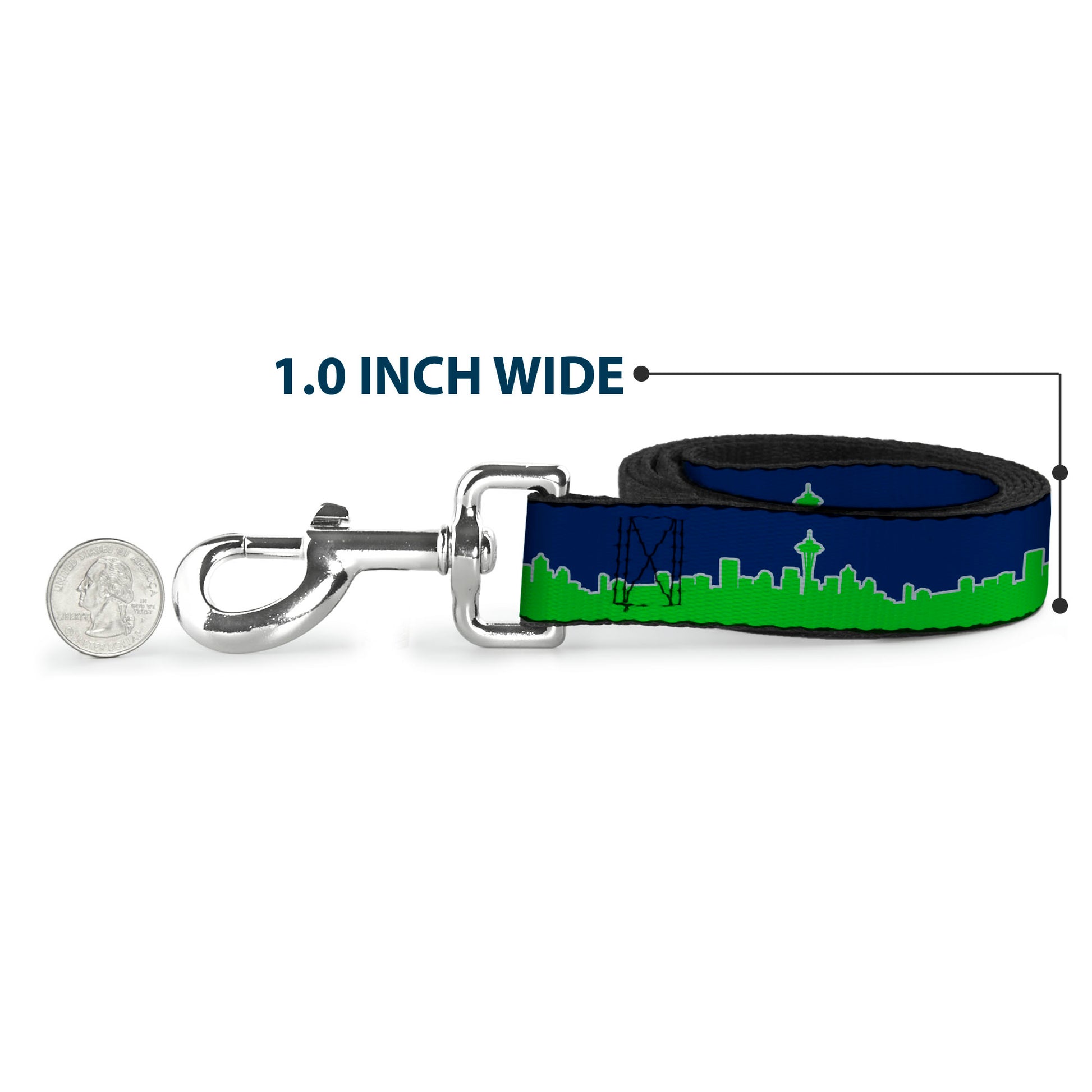 Dog Leash - Seattle Skyline Navy/Gray/Green Dog Leashes Buckle-Down