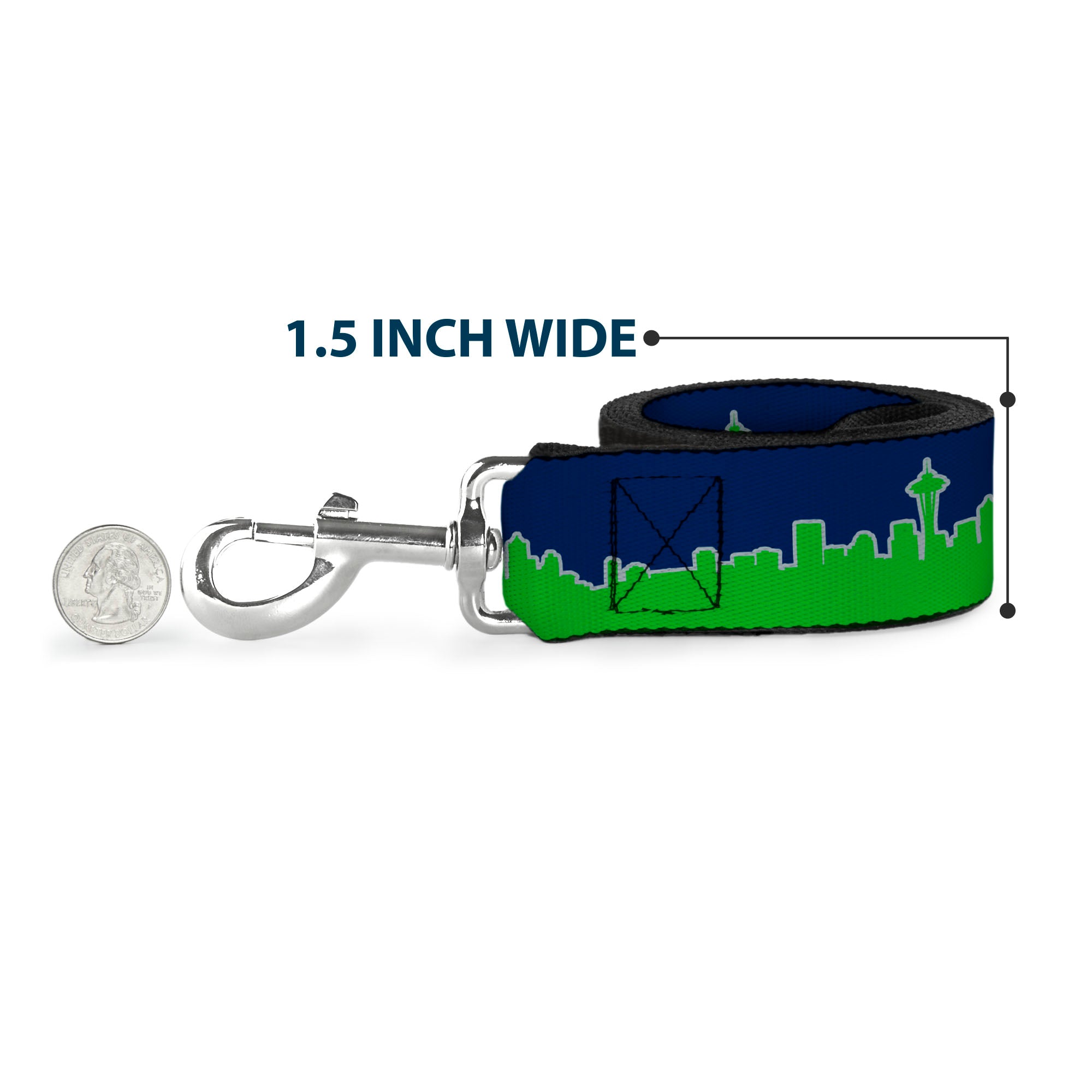 Dog Leash - Seattle Skyline Navy/Gray/Green Dog Leashes Buckle-Down