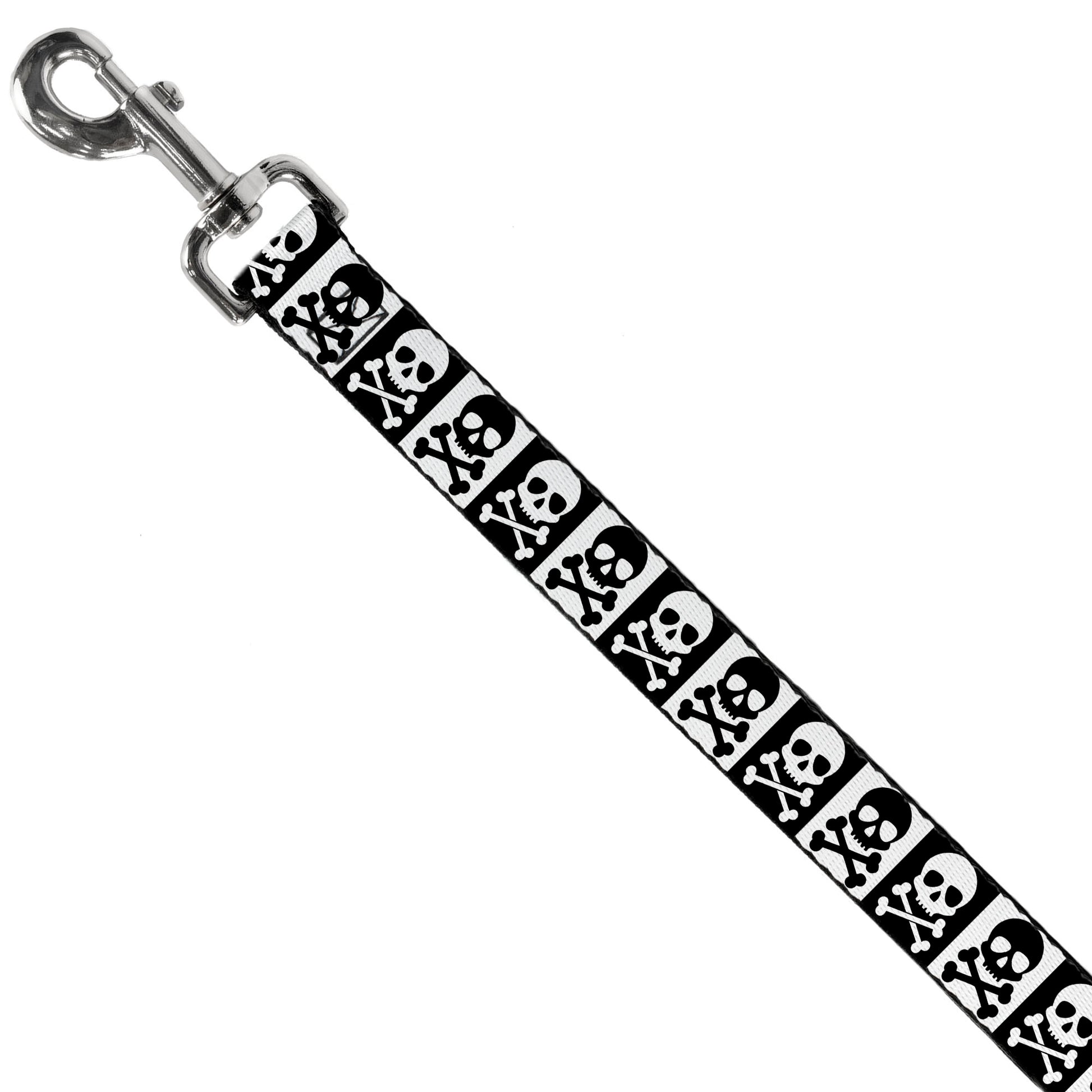 Dog Leash - Skull & Cross Bones Blocks Black/White White/Black Dog Leashes Buckle-Down