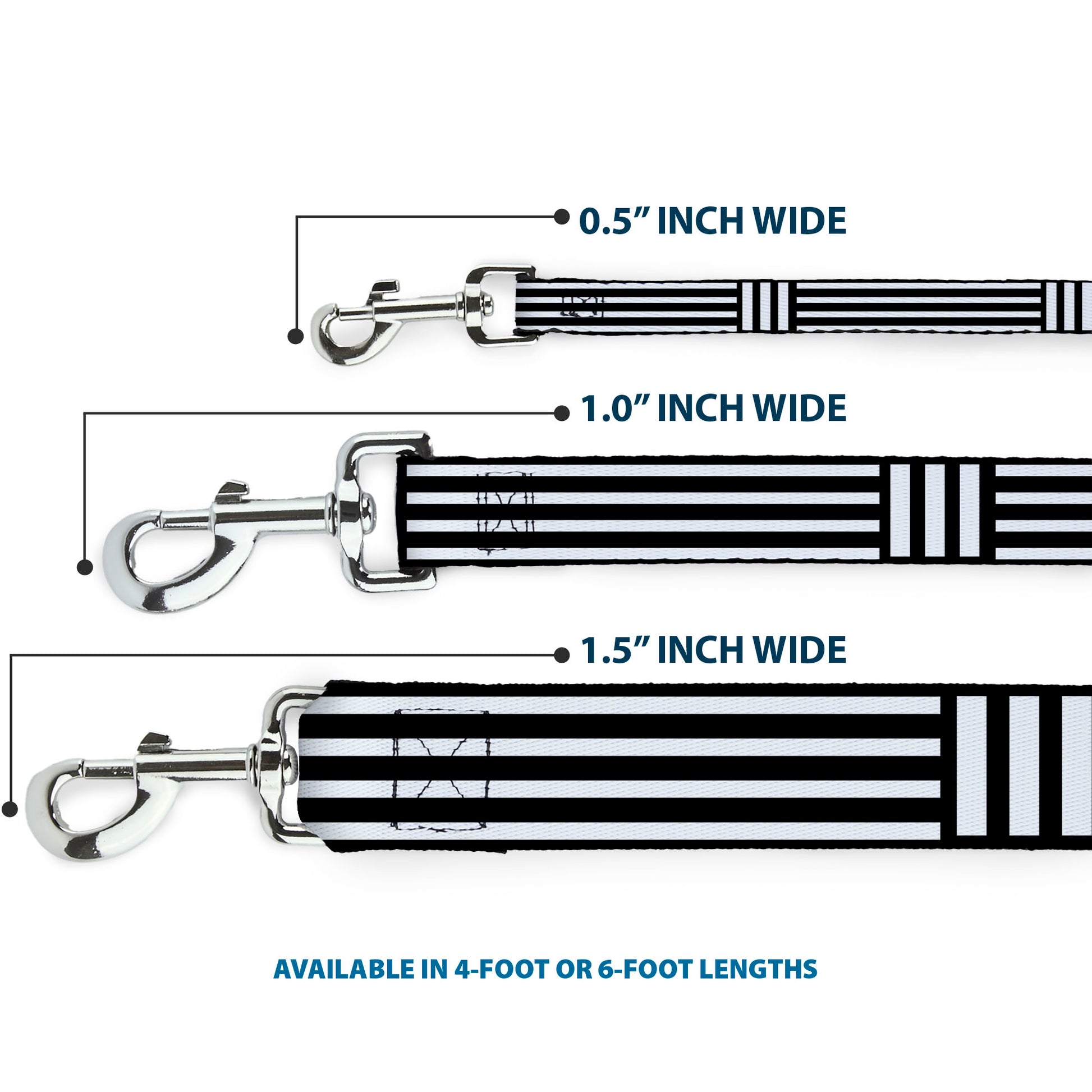 Dog Leash - Stripe Blocks Black/White Dog Leashes Buckle-Down