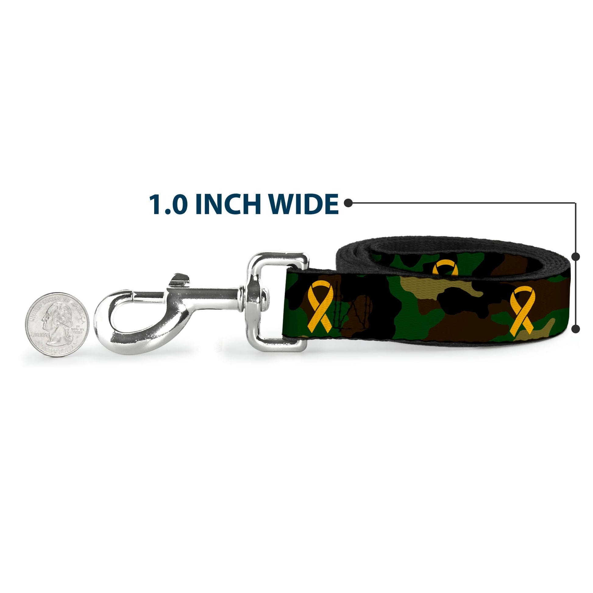 Dog Leash - Support Our Troops Camo Olive/Yellow Ribbon Dog Leashes Buckle-Down
