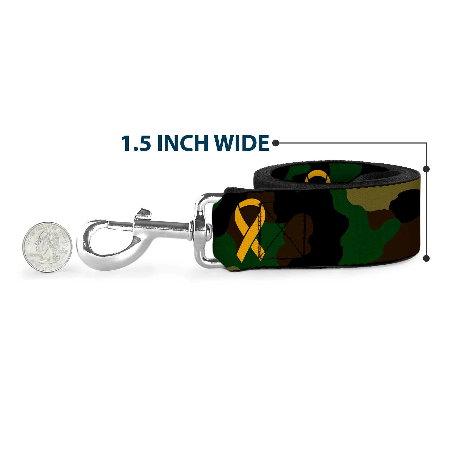 Dog Leash - Support Our Troops Camo Olive/Yellow Ribbon Dog Leashes Buckle-Down