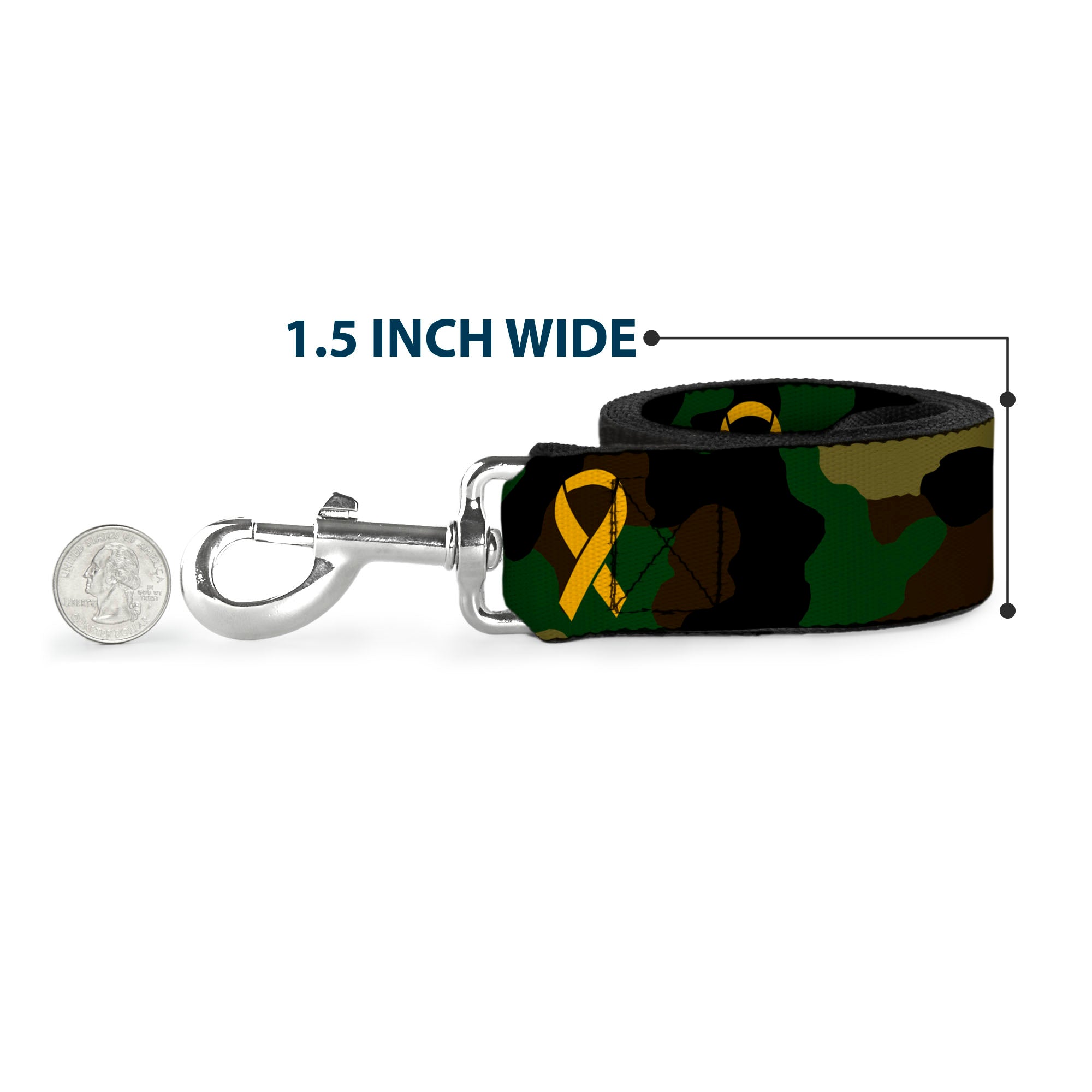 Dog Leash - Support Our Troops Camo Olive/Yellow Ribbon Dog Leashes Buckle-Down