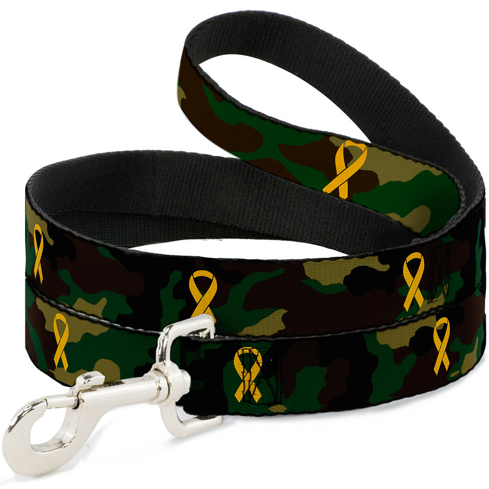 Dog Leash - Support Our Troops Camo Olive/Yellow Ribbon Dog Leashes Buckle-Down