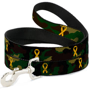 Dog Leash - Support Our Troops Camo Olive/Yellow Ribbon Dog Leashes Buckle-Down
