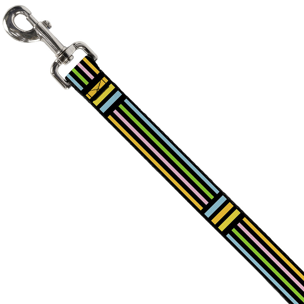 Dog Leash - Stripe Blocks Black/Multi Pastel Dog Leashes Buckle-Down