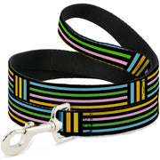 Dog Leash - Stripe Blocks Black/Multi Pastel Dog Leashes Buckle-Down