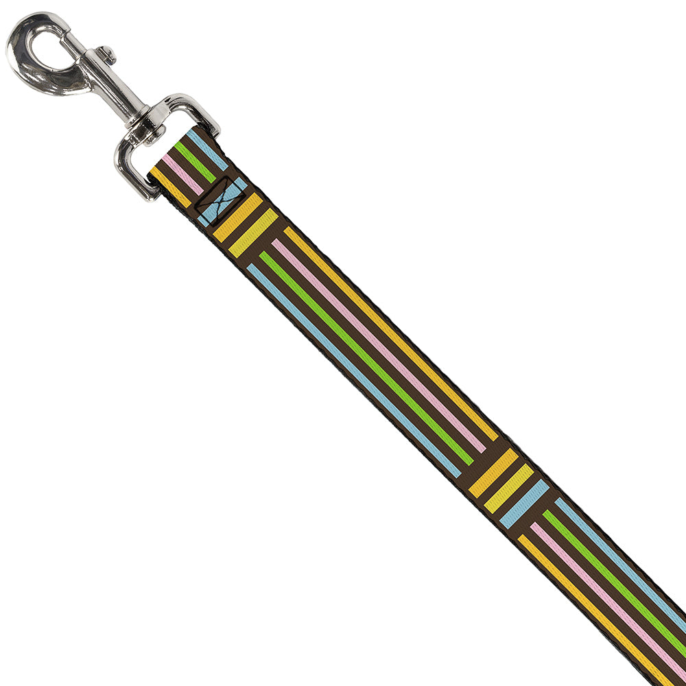 Dog Leash - Stripe Blocks Brown/Multi Pastel Dog Leashes Buckle-Down