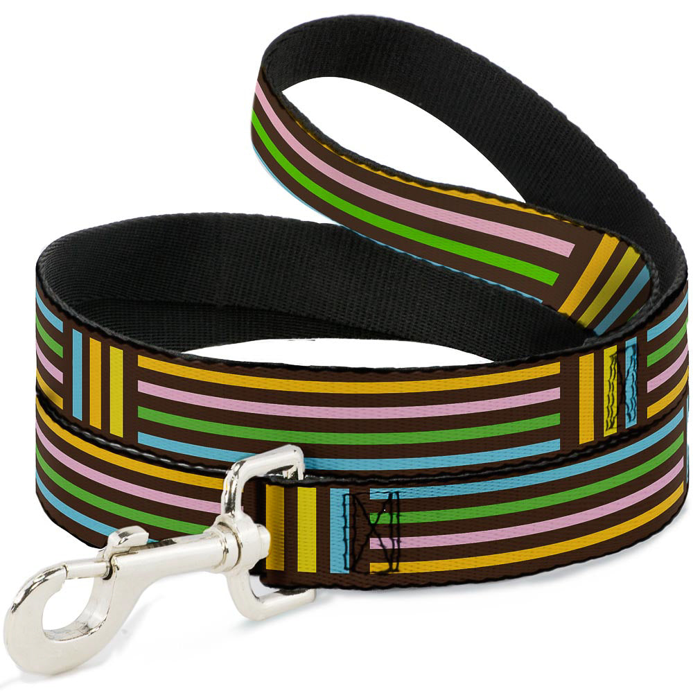 Dog Leash - Stripe Blocks Brown/Multi Pastel Dog Leashes Buckle-Down