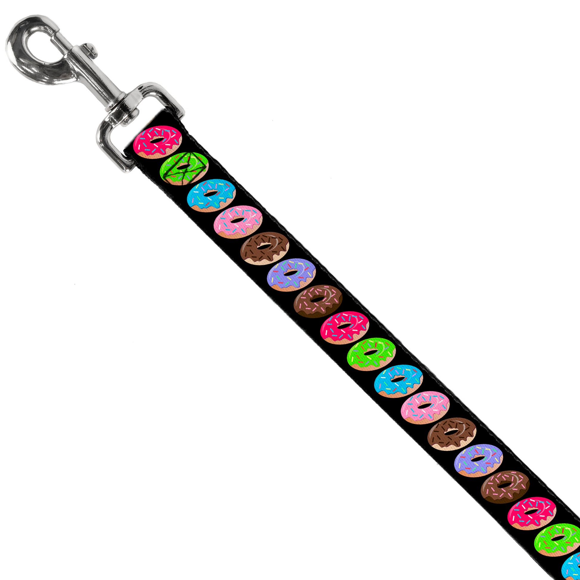 Dog Leash - Sprinkle Donuts Black/Multi Color Dog Leashes Buckle-Down