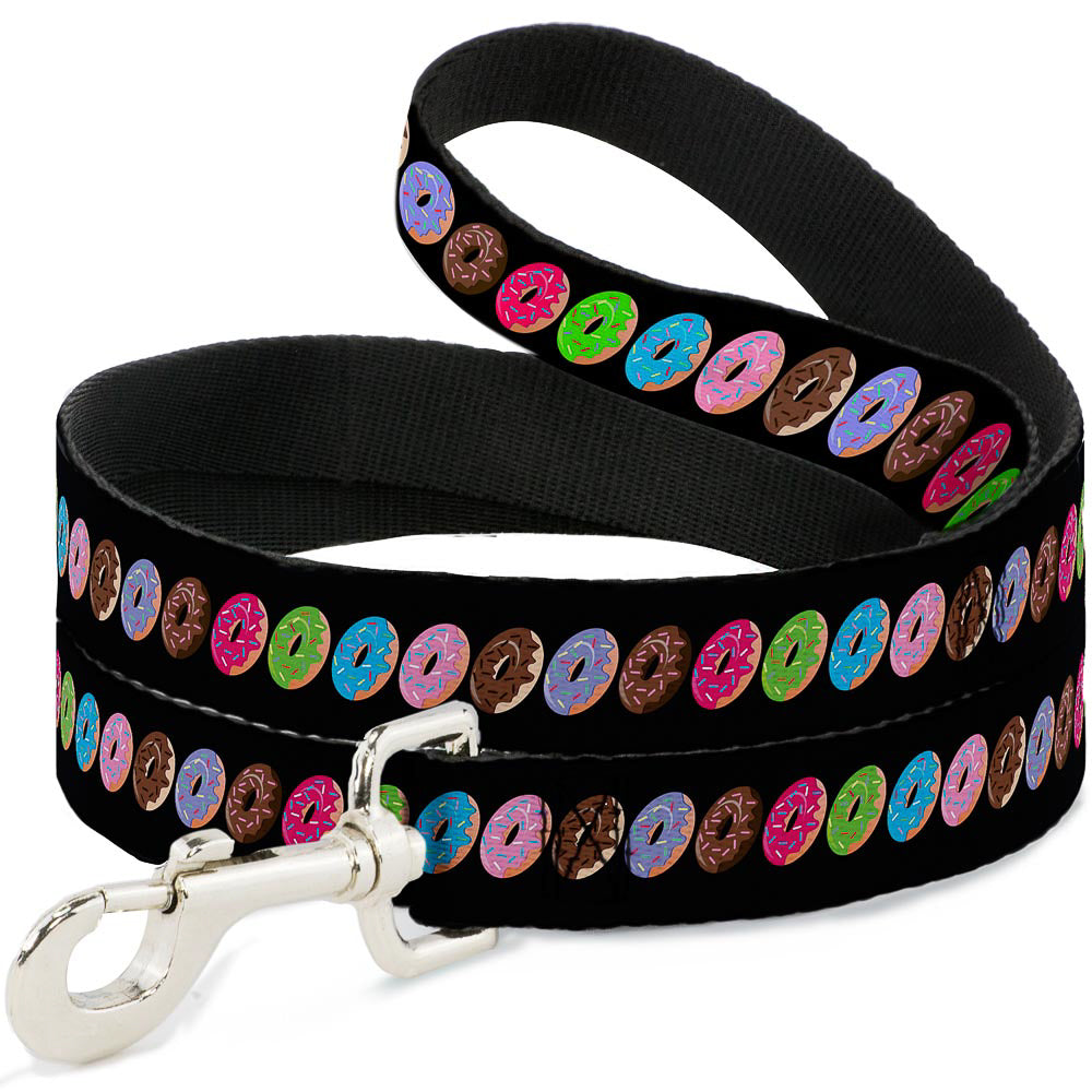 Dog Leash - Sprinkle Donuts Black/Multi Color Dog Leashes Buckle-Down