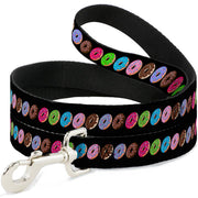 Dog Leash - Sprinkle Donuts Black/Multi Color Dog Leashes Buckle-Down