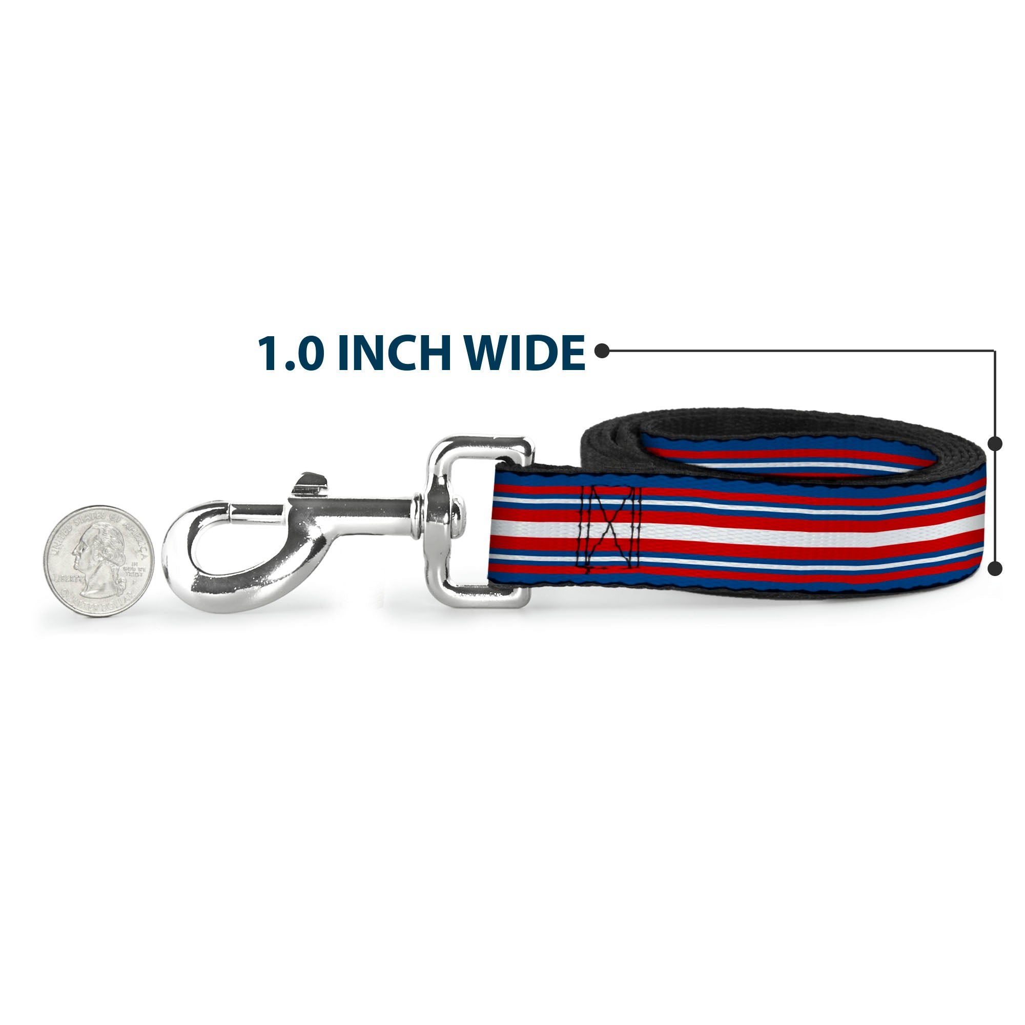 Dog Leash - Striped Blue/Red/White Dog Leashes Buckle-Down
