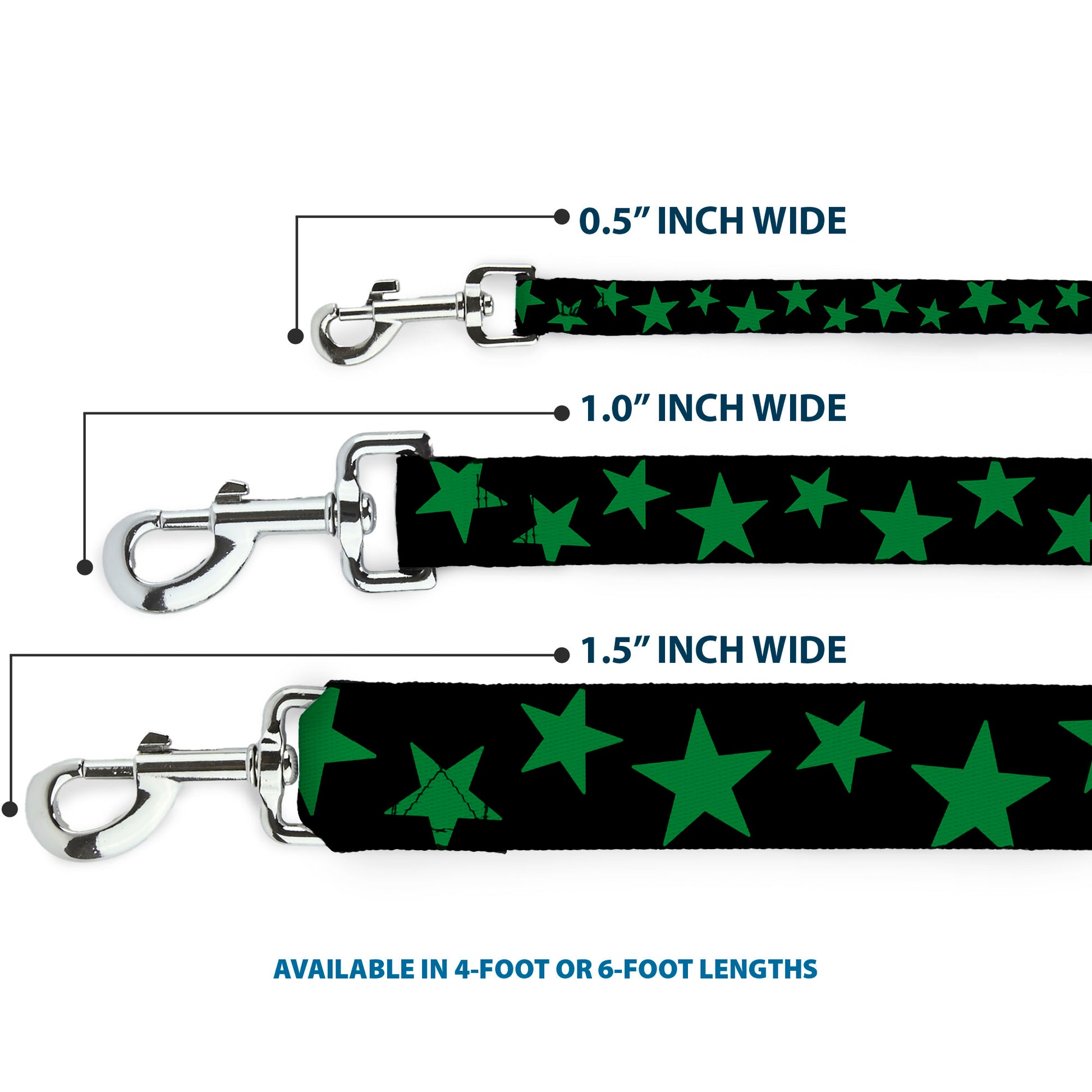 Dog Leash - Stars Scattered Black/Green Dog Leashes Buckle-Down