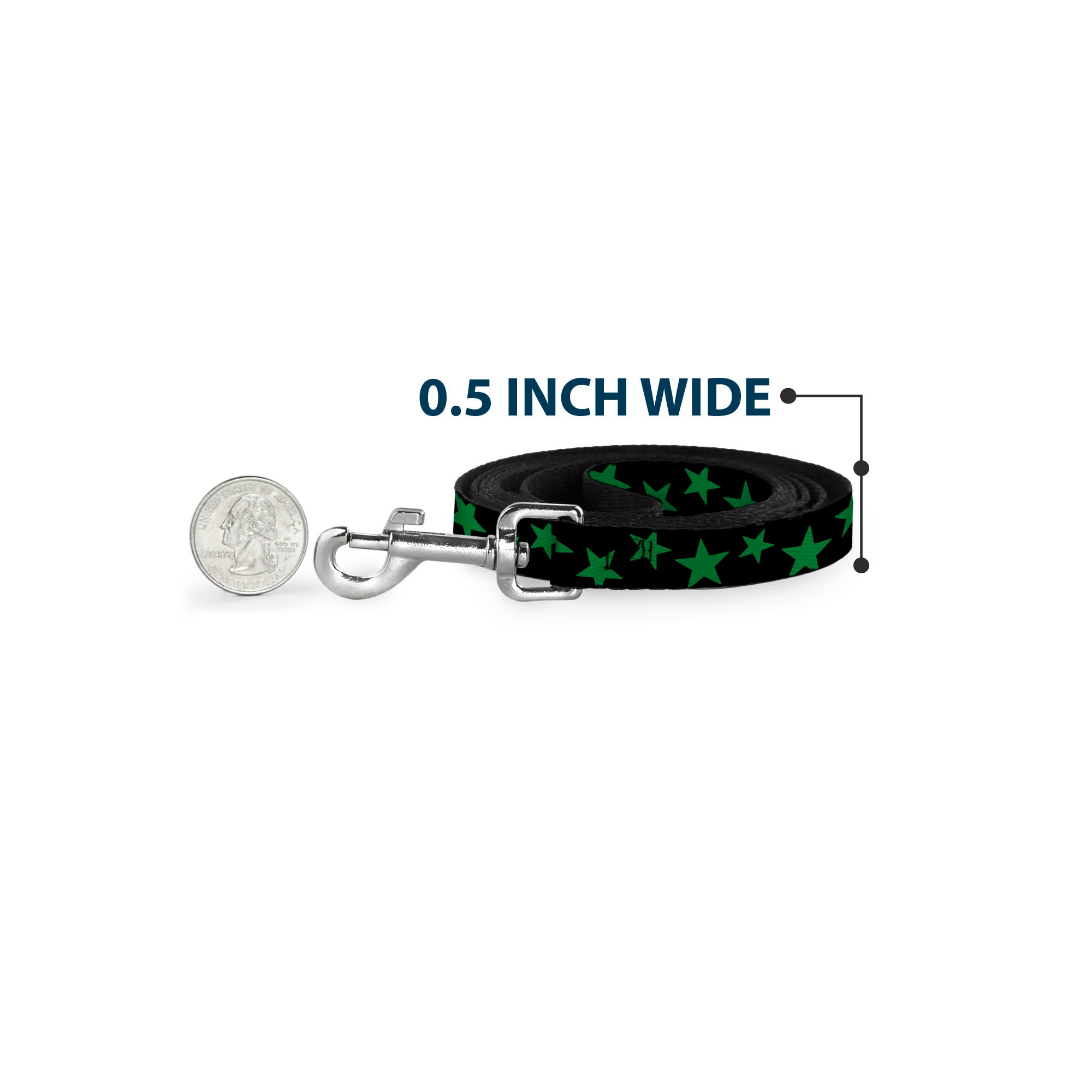 Dog Leash - Stars Scattered Black/Green Dog Leashes Buckle-Down
