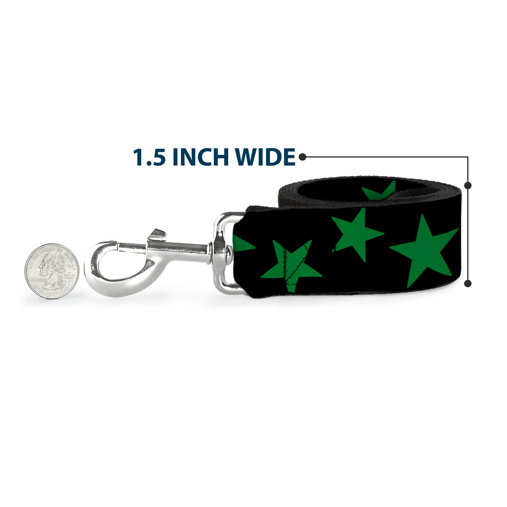 Dog Leash - Stars Scattered Black/Green Dog Leashes Buckle-Down