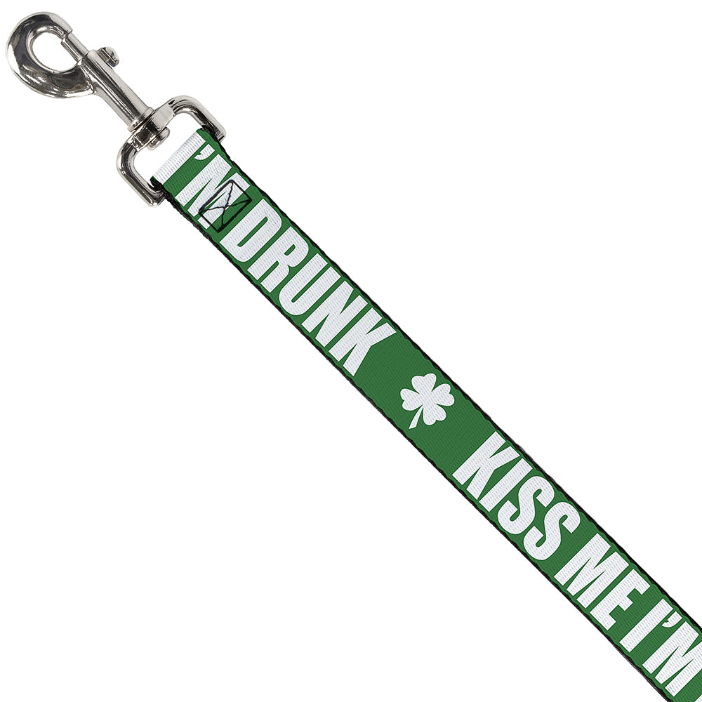 Buckle-Down Dog Leash - St. Pat's KISS ME I'M DRUNK/Shamrock Green/White Dog Leashes Buckle-Down
