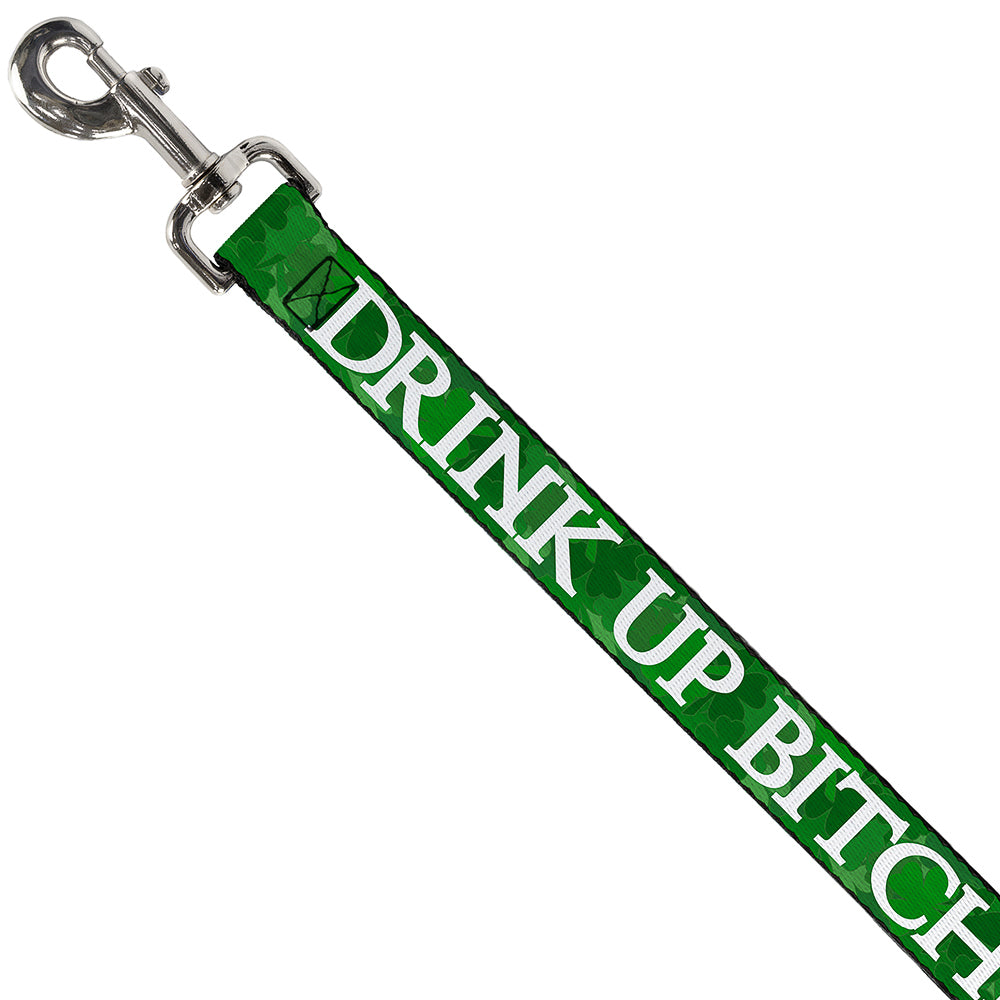 Buckle-Down Dog Leash - St. Pat's DRINK UP BITCHES/Stacked Shamrocks Greens/White Dog Leashes Buckle-Down