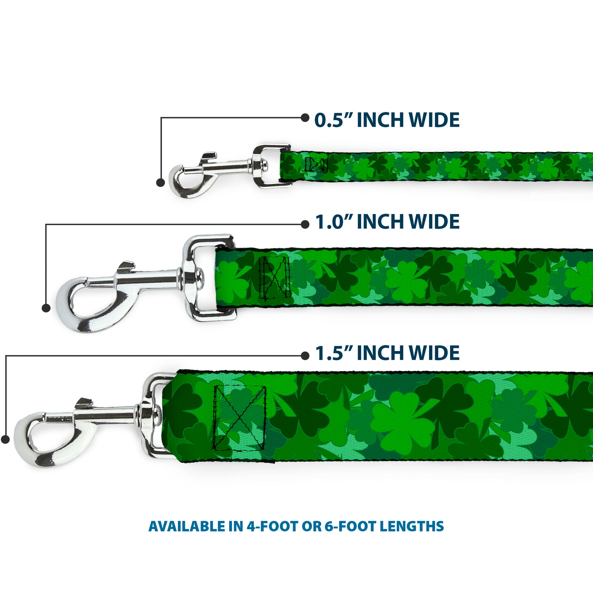 Dog Leash - St. Pat's Stacked Shamrocks Greens Dog Leashes Buckle-Down