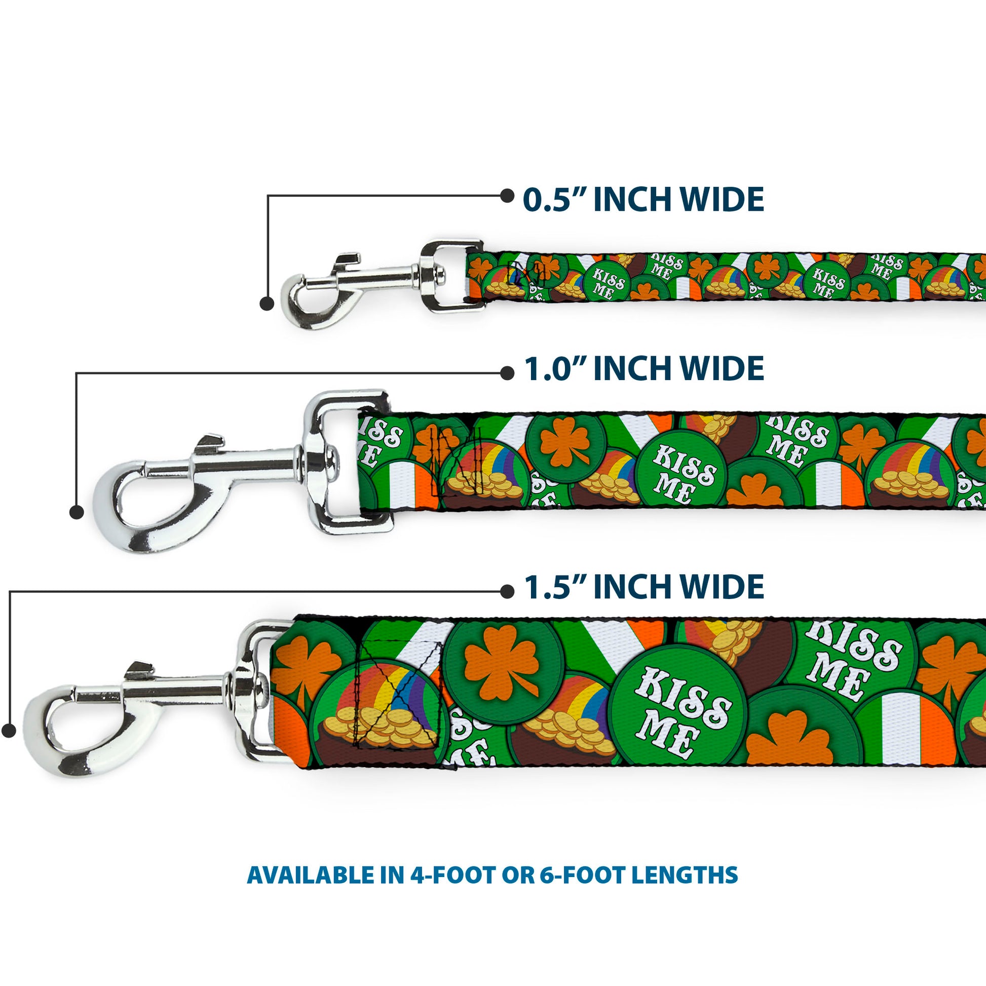 Dog Leash - St. Pat's 4-Buttons Stacked Dog Leashes Buckle-Down