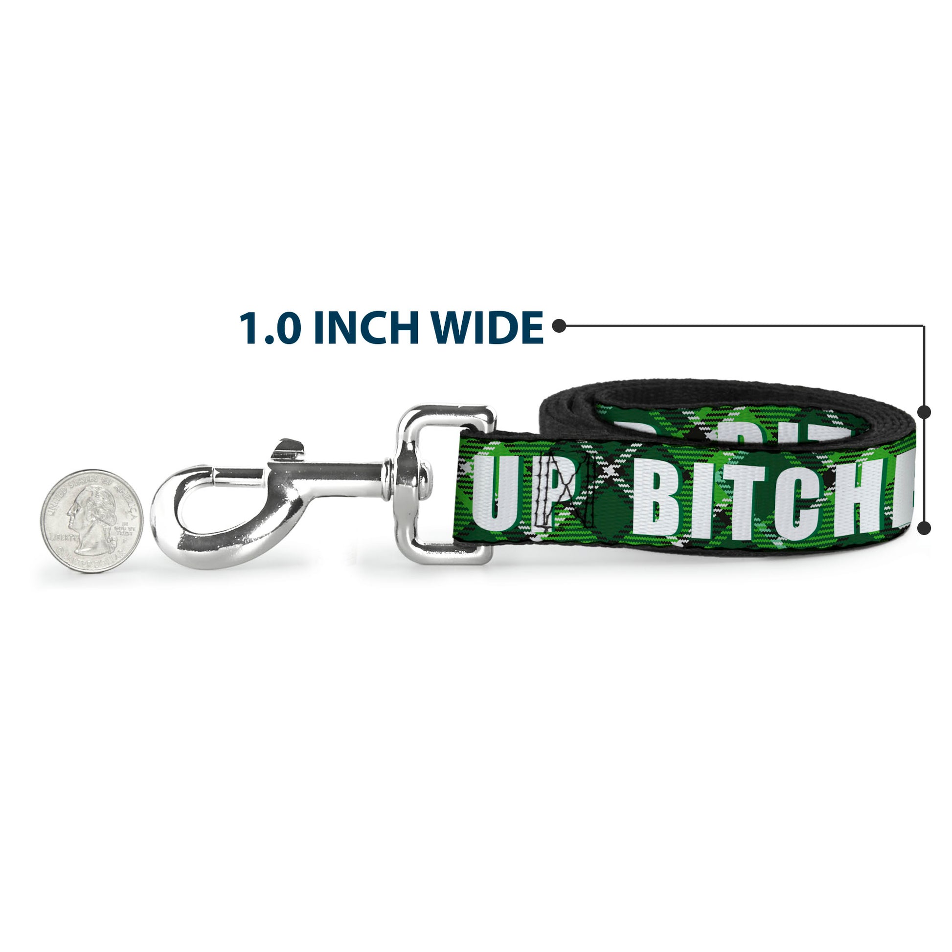 Dog Leash - St. Pat's DRINK UP BITCHES/Beer Mugs/Stacked Shamrocks Greens/White/Gold Dog Leashes Buckle-Down