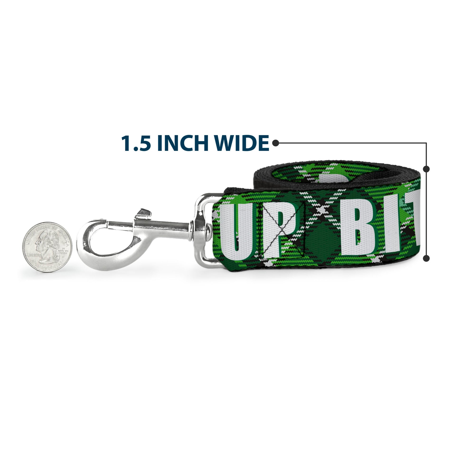 Dog Leash - St. Pat's DRINK UP BITCHES/Beer Mugs/Stacked Shamrocks Greens/White/Gold Dog Leashes Buckle-Down